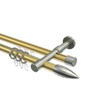 Rundrohr-Innenlaufstange Messing-Optik / Edelstahl-Optik 20 mm Ø Prestige Samanto, 2-läufig Rundrohr-Innenlaufstange Messing-Optik / Edelstahl-Optik 20 mm Ø Prestige Samanto, 2-läufig