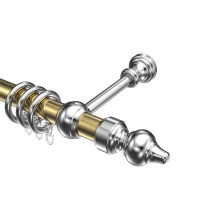 Gardinenstange / Vorhangstange Messing-farbig / Chrom, Metall / Kunststoff 28 mm Ø Classic - Rondo Gardinenstange / Vorhangstange Messing-farbig / Chrom, Metall / Kunststoff 28 mm Ø Classic - Rondo