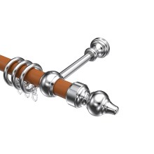 Gardinenstange / Stilgarnitur Kirschbaum / Chrom 28 mm Ø, Classic - Rondo Gardinenstange / Stilgarnitur Kirschbaum / Chrom 28 mm Ø, Classic - Rondo