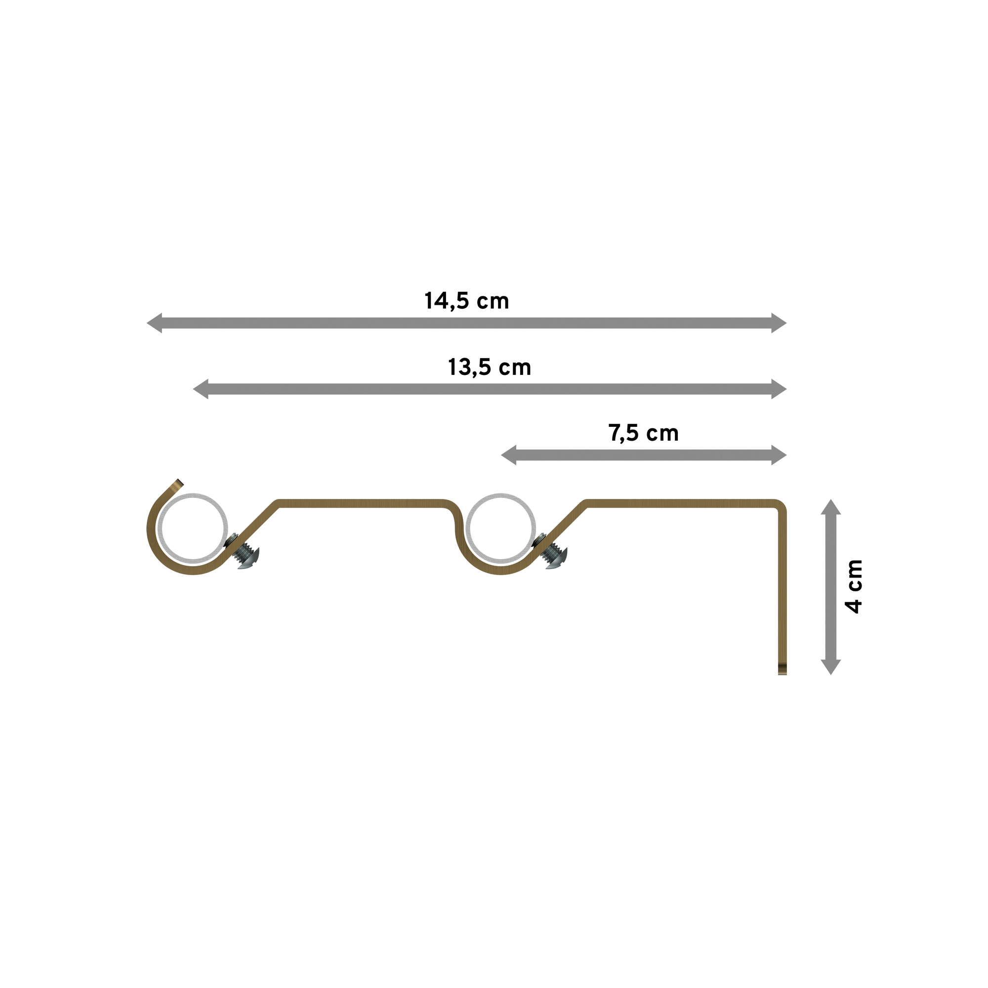 Gardinenstange Messing Antik, Metall 16 mm Ø Olymp Allegra, 2-läufig – Bild 2