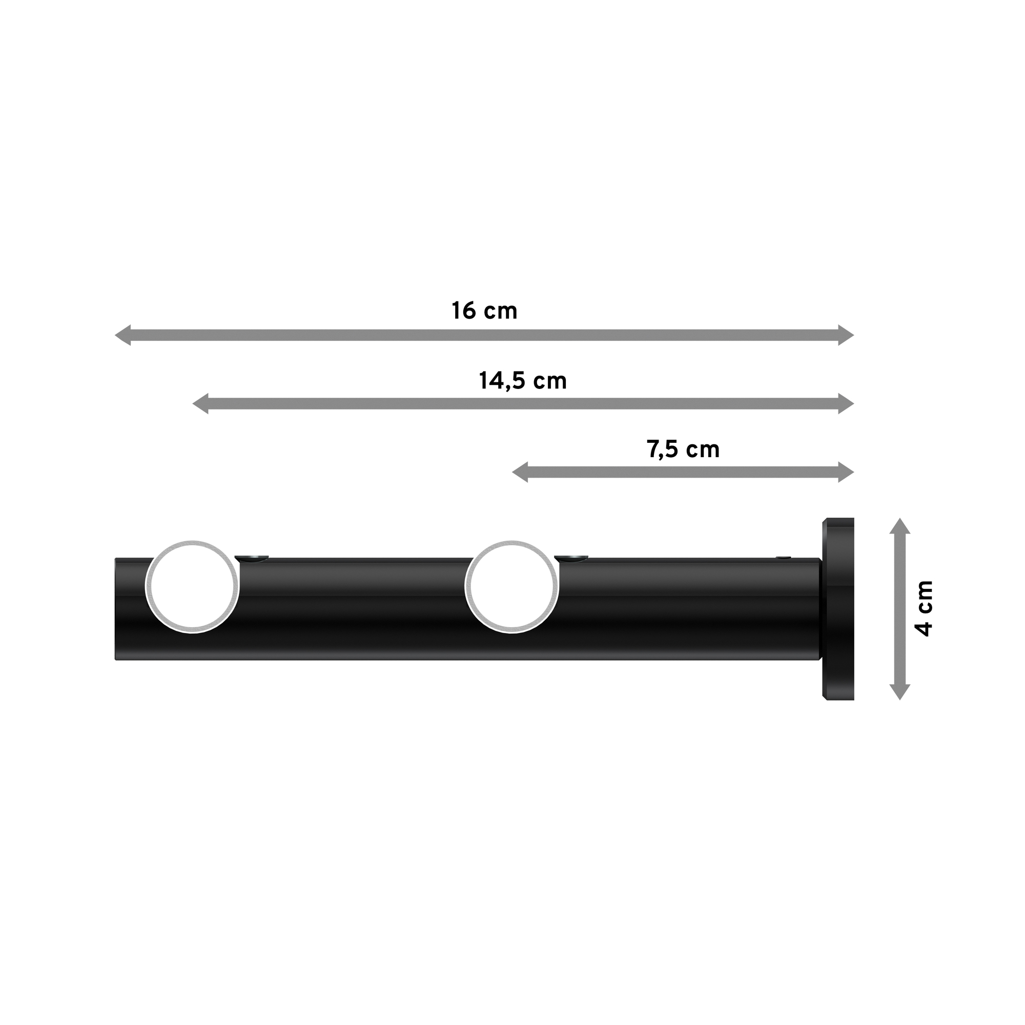 Gardinenstange Messing-Optik / Schwarz, zweiläufig Metall 20 mm Ø Platon Luino – Bild 2
