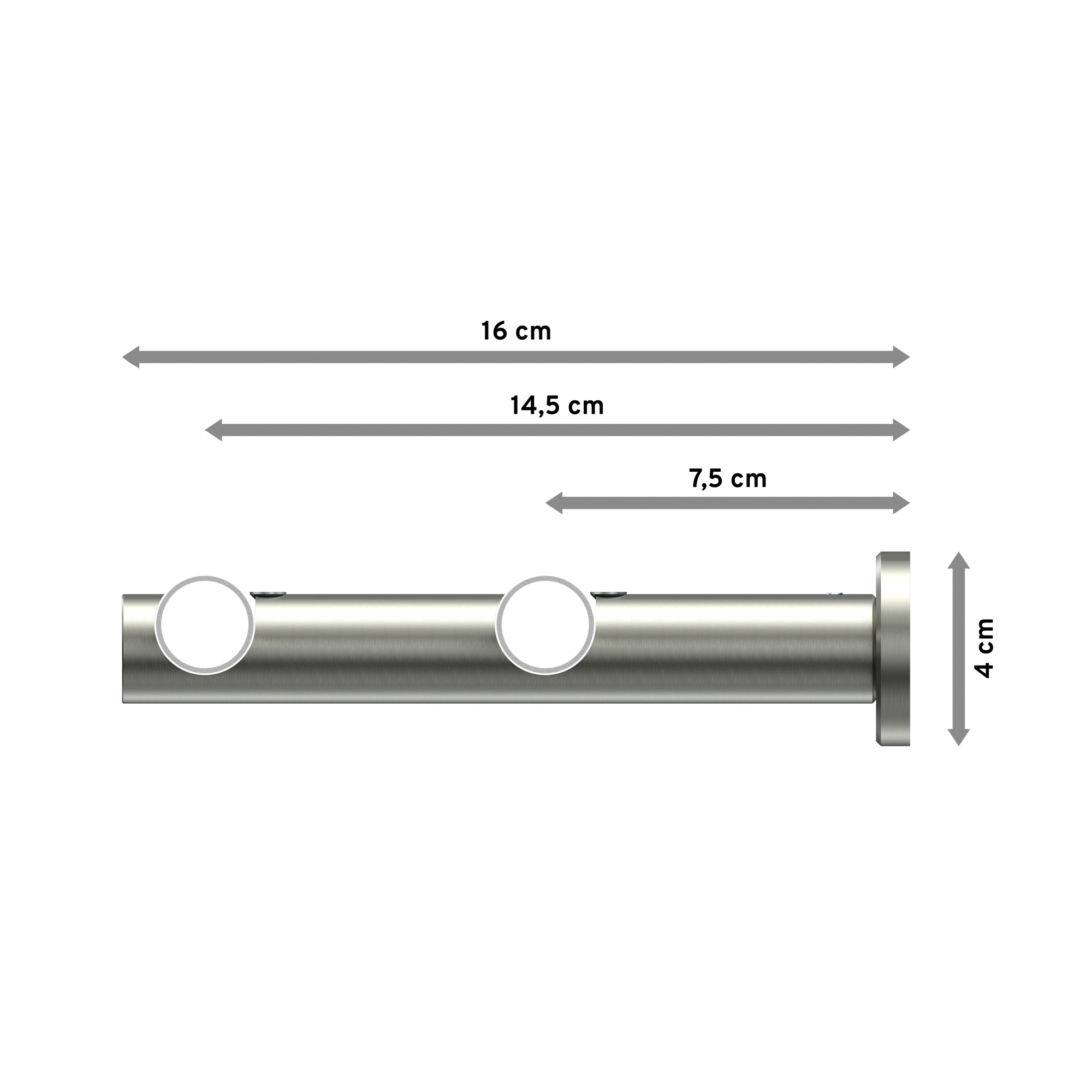 Vorhangstange Schwarz / Edelstahl-Optik, Metall 20 mm Ø Platon Samanto, doppelläufig – Bild 2