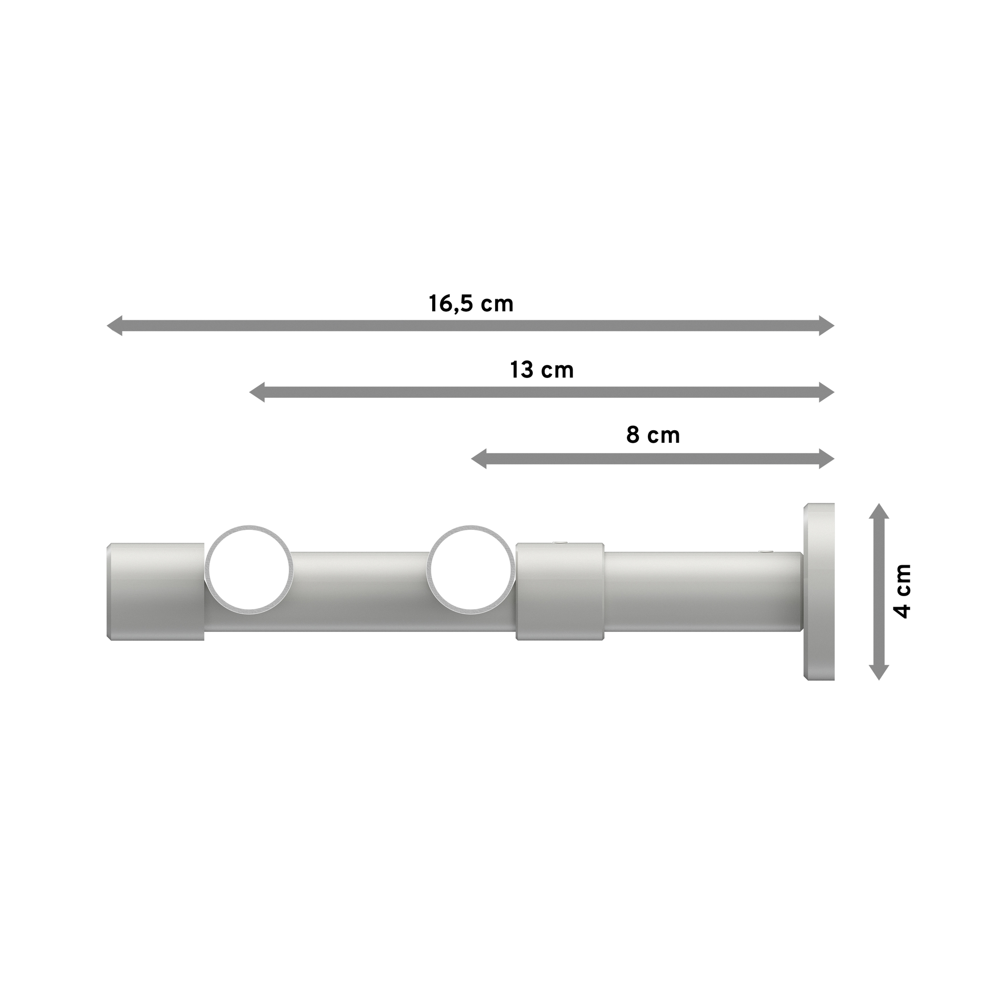 Vorhangstangen Schwarz / Weiß, Metall 20 mm Ø Prestige Santo, doppelläufig – Bild 2