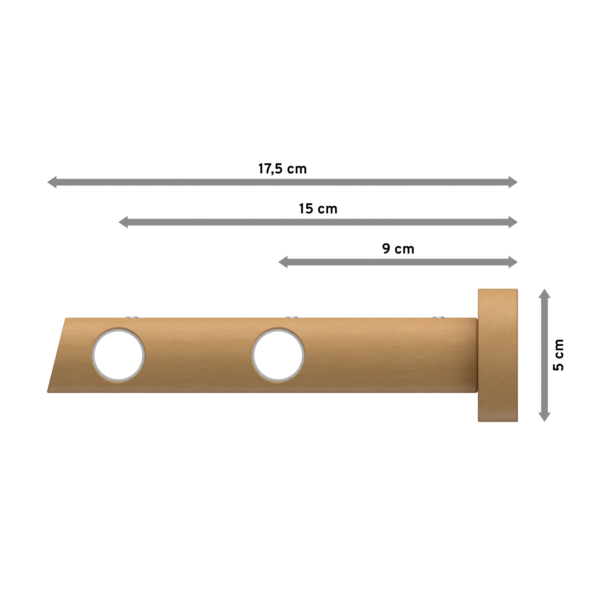 Gardinenstangen Schwarz / Buche 20 mm Ø 2-läufig Talena Bero Metall / Holz – Bild 2