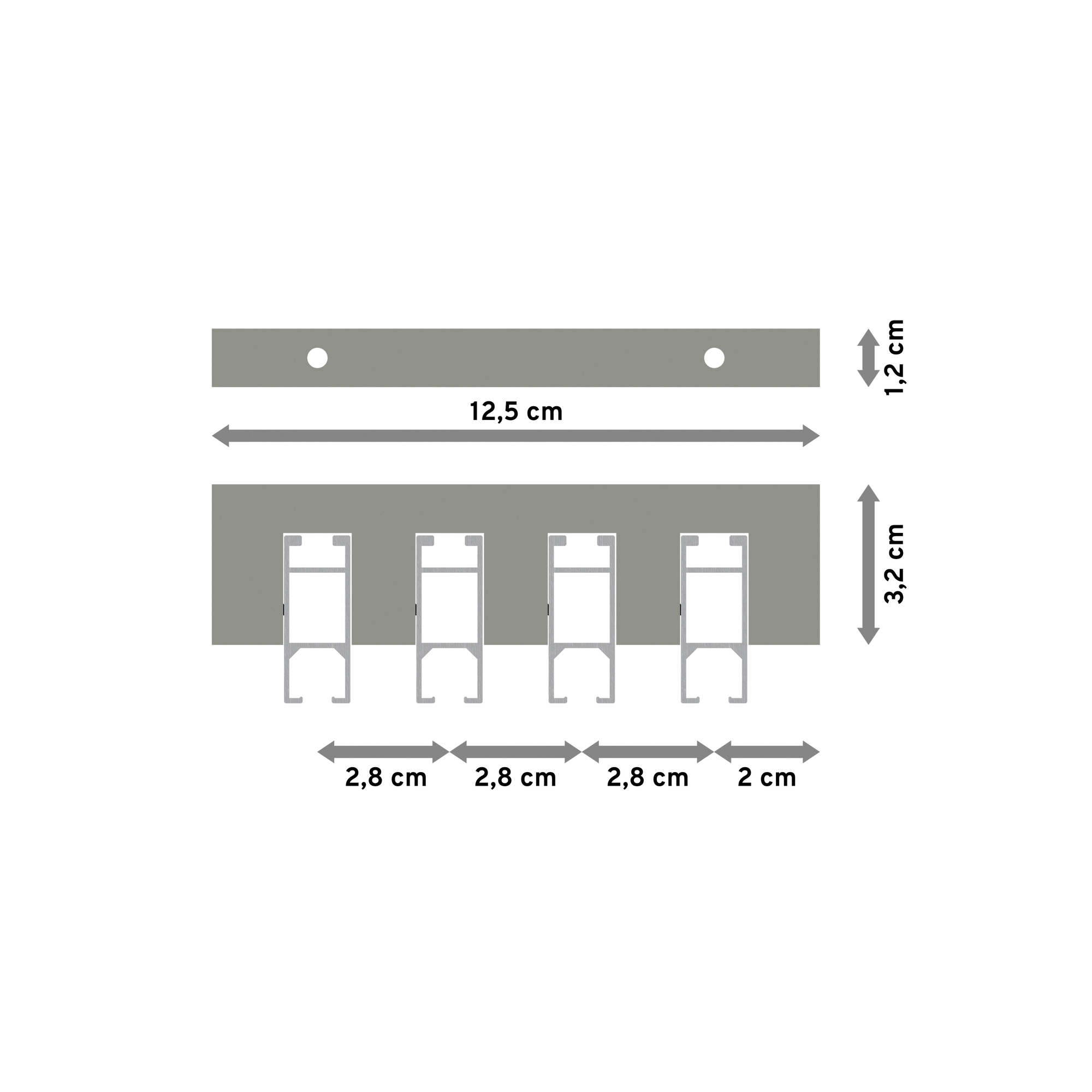 Innenlauf-Gardinenstangen Deckenanbringung doppelläufig eckig Edelstahl Optik Smartline Paxo – Bild 2