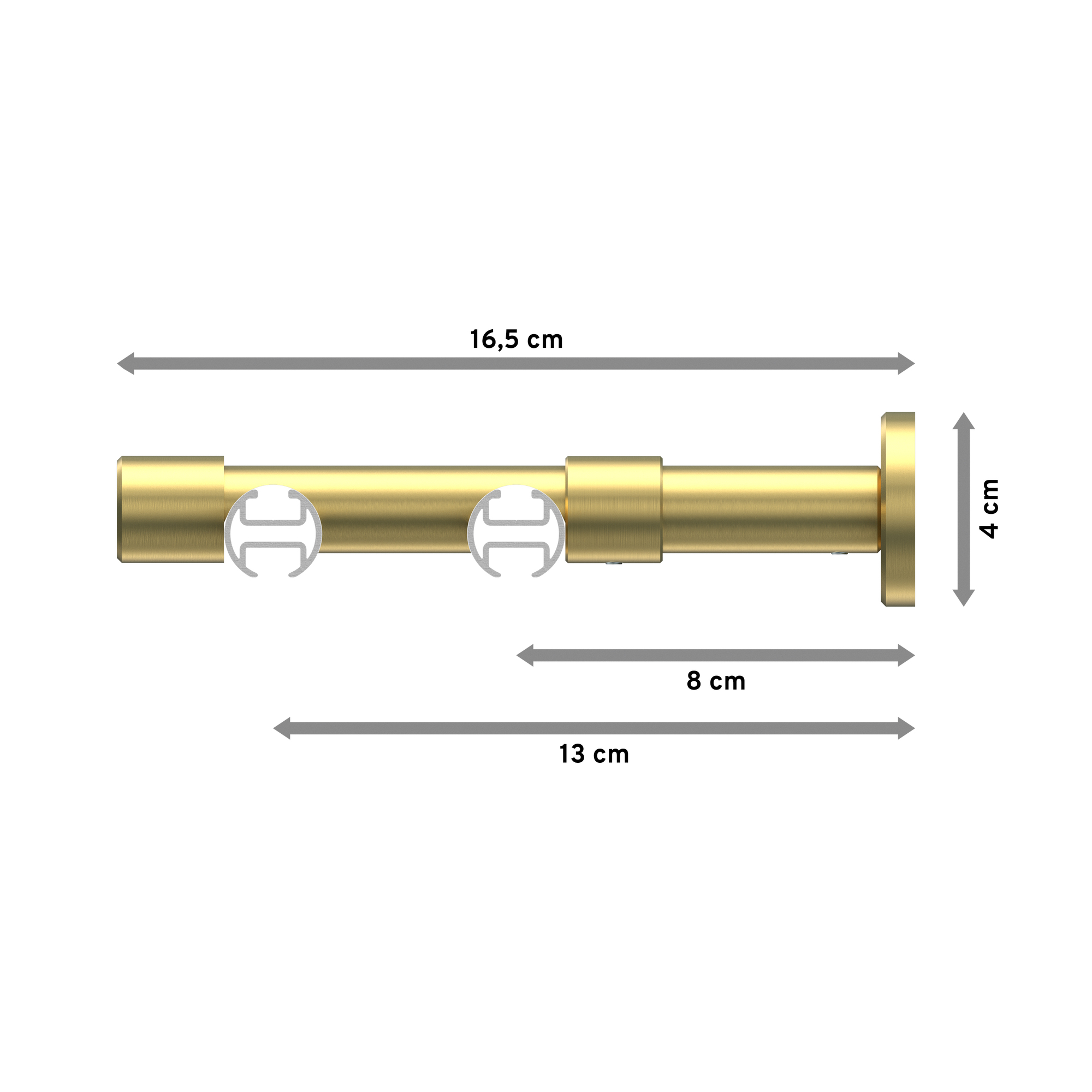Gardinenstangen mit Innenlauf Edelstahl-Optik / Messing-Optik 20 mm Ø Prestige Luino, 2-läufig – Bild 2