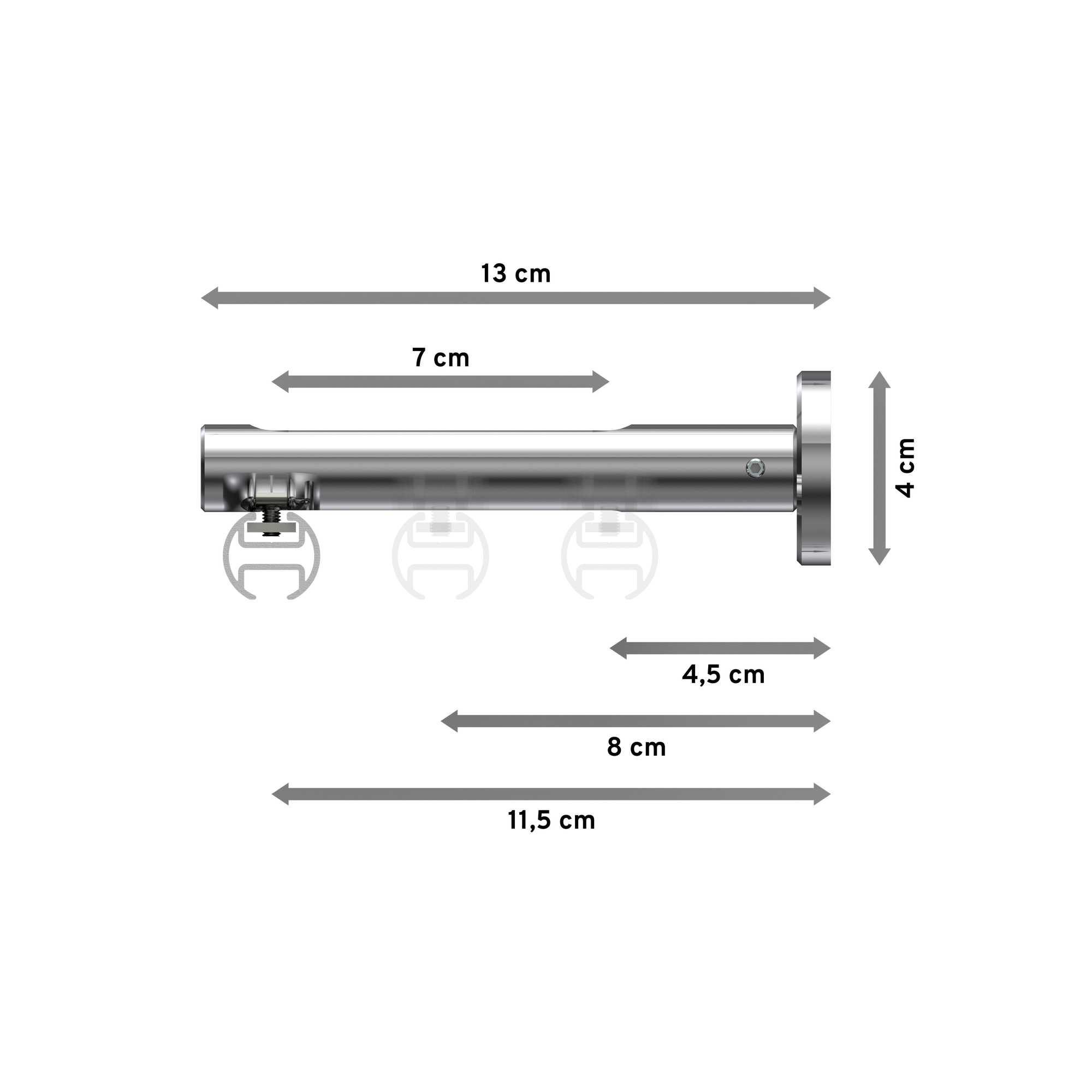 Innenlauf-Gardinenstange Silbergrau / Chrom, Aluminium / Metall 20 mm Ø Siteno Elanto – Bild 2