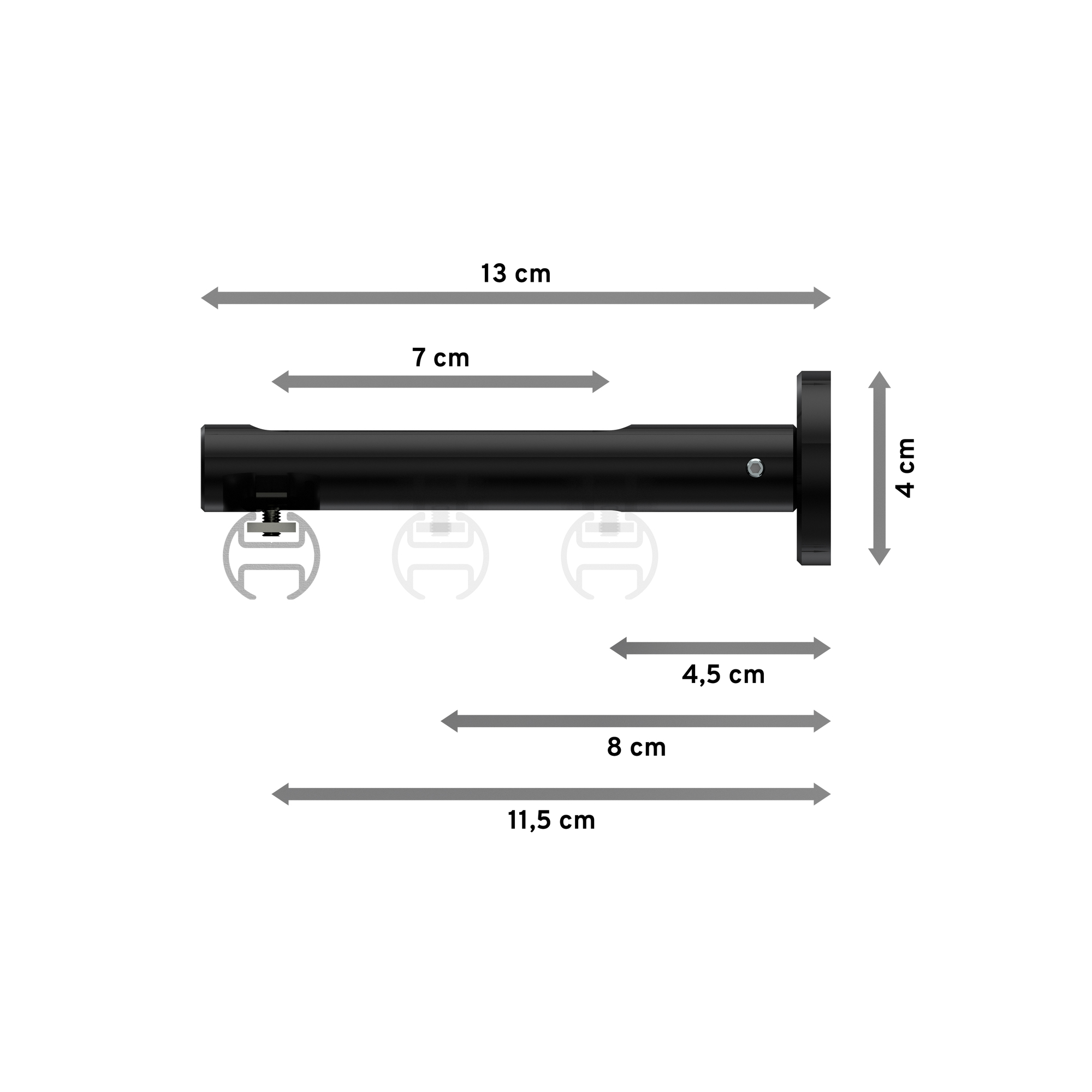 Innenlaufstange Chrom / Schwarz, Aluminium / Metall 20 mm Ø Siteno Elanto – Bild 2