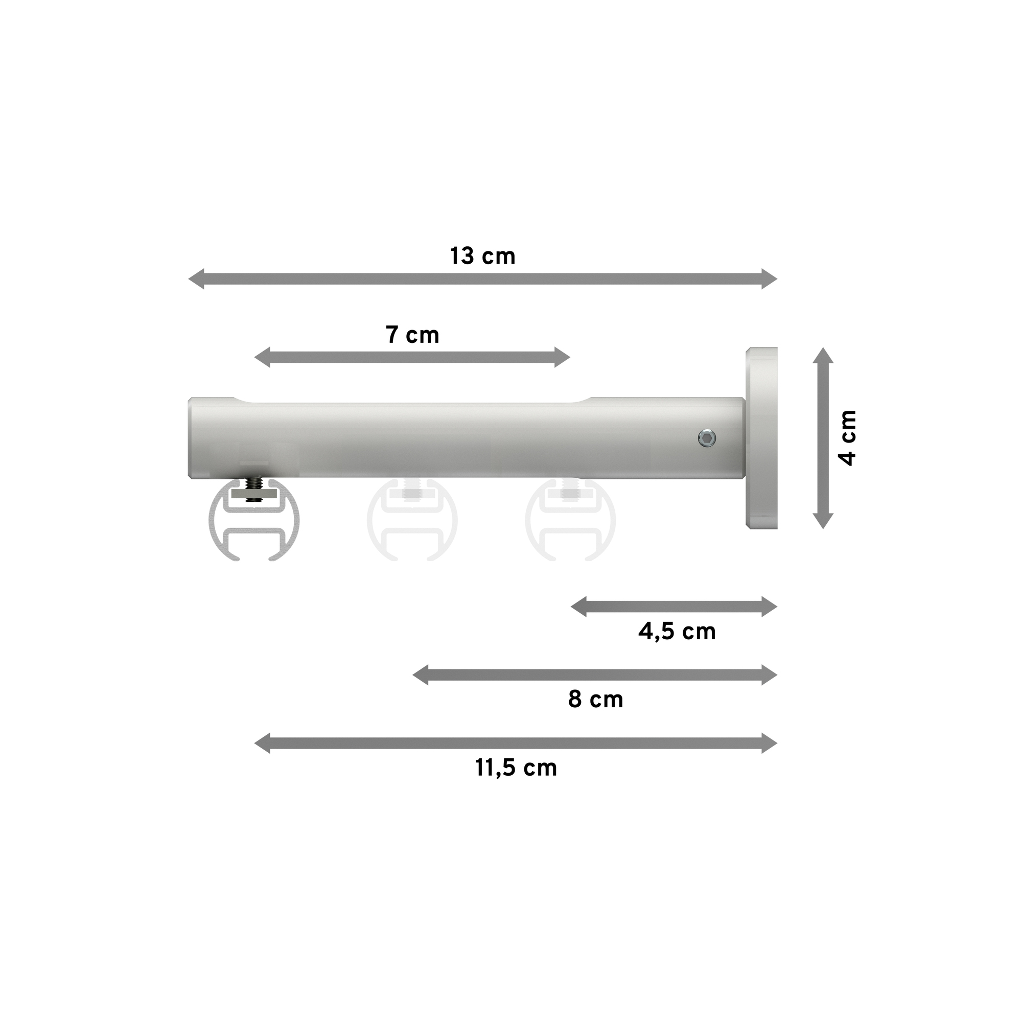 Vorhangstange mit Innenlauf Schwarz / Weiß, Aluminium / Metall 20 mm Ø Siteno Sitra – Bild 2