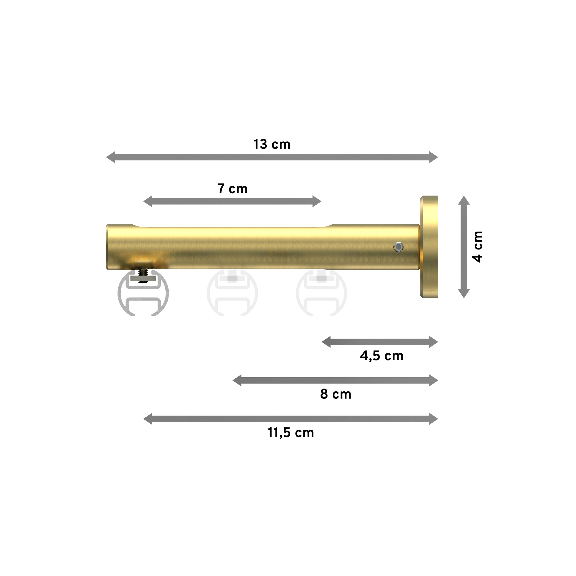 Vorhangstange mit Innenlauf Silbergrau / Messing-Optik, Aluminium / Metall 20 mm Ø Siteno Mavell – Bild 2