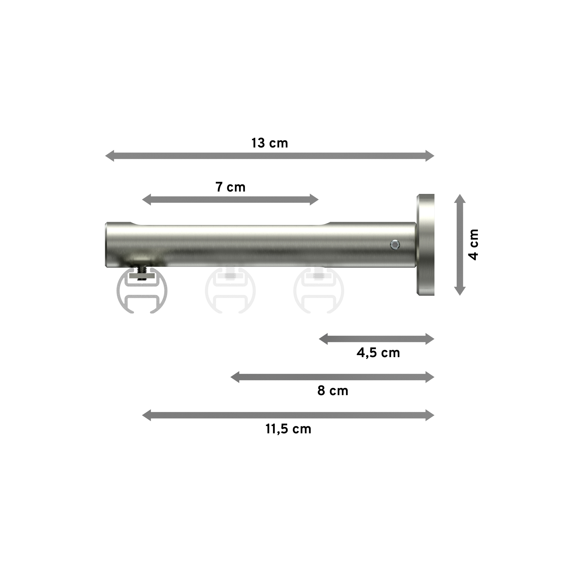 Vorhangstange mit Innenlauf Silbergrau / Edelstahl-Optik, Aluminium / Metall 20 mm Ø Siteno Elanto – Bild 2