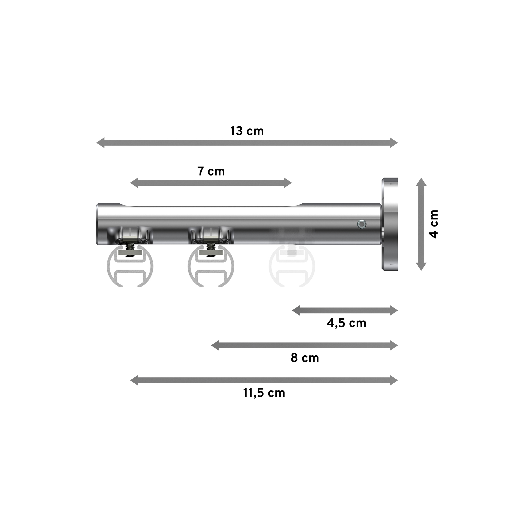 Innenlauf-Vorhangstange Chrom, Aluminium / Metall 20 mm Ø Siteno Mavell, zweiläufig – Bild 2