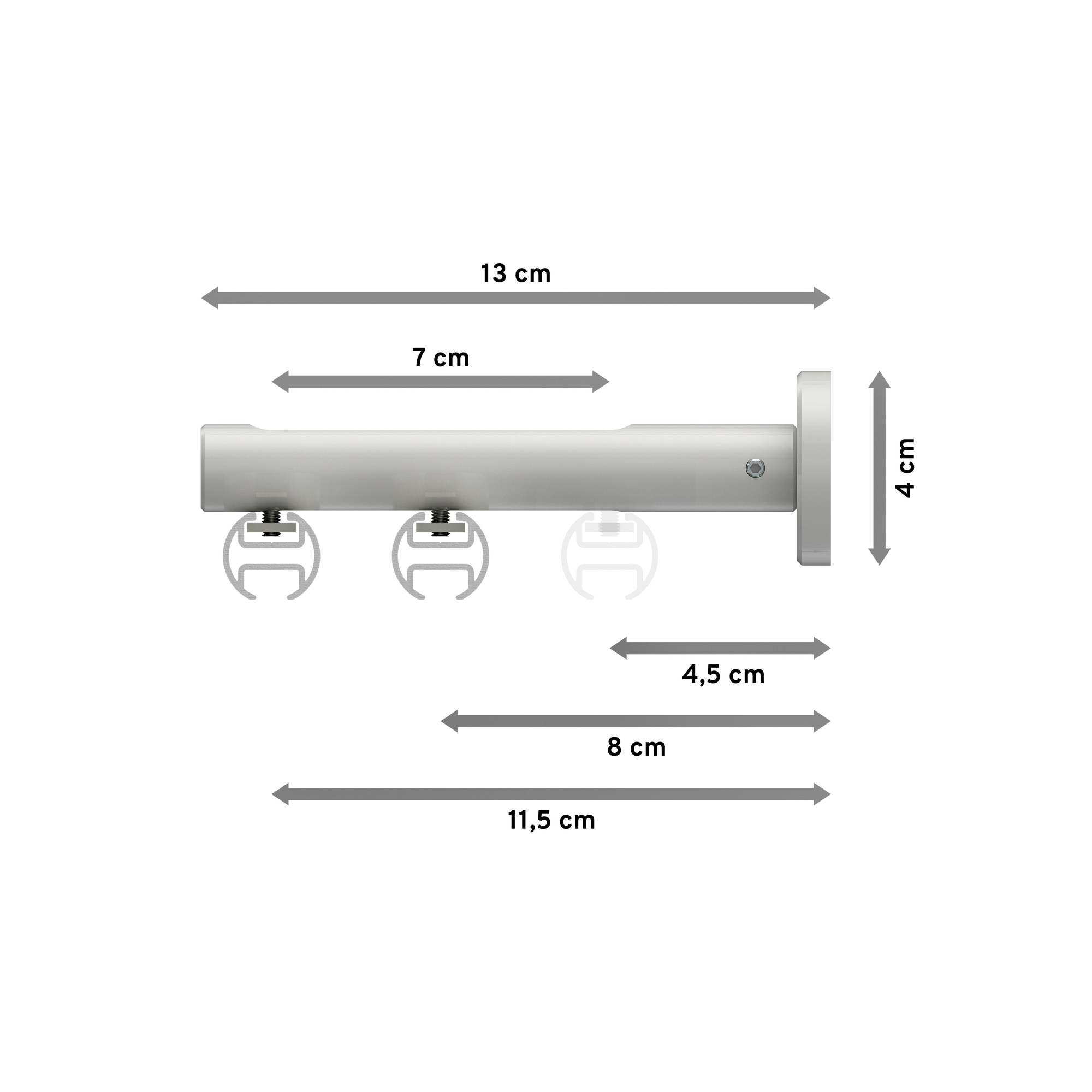 Vorhangstange mit Innenlauf Schwarz / Weiß, Aluminium / Metall 20 mm Ø Siteno Sitra, zweiläufig – Bild 2