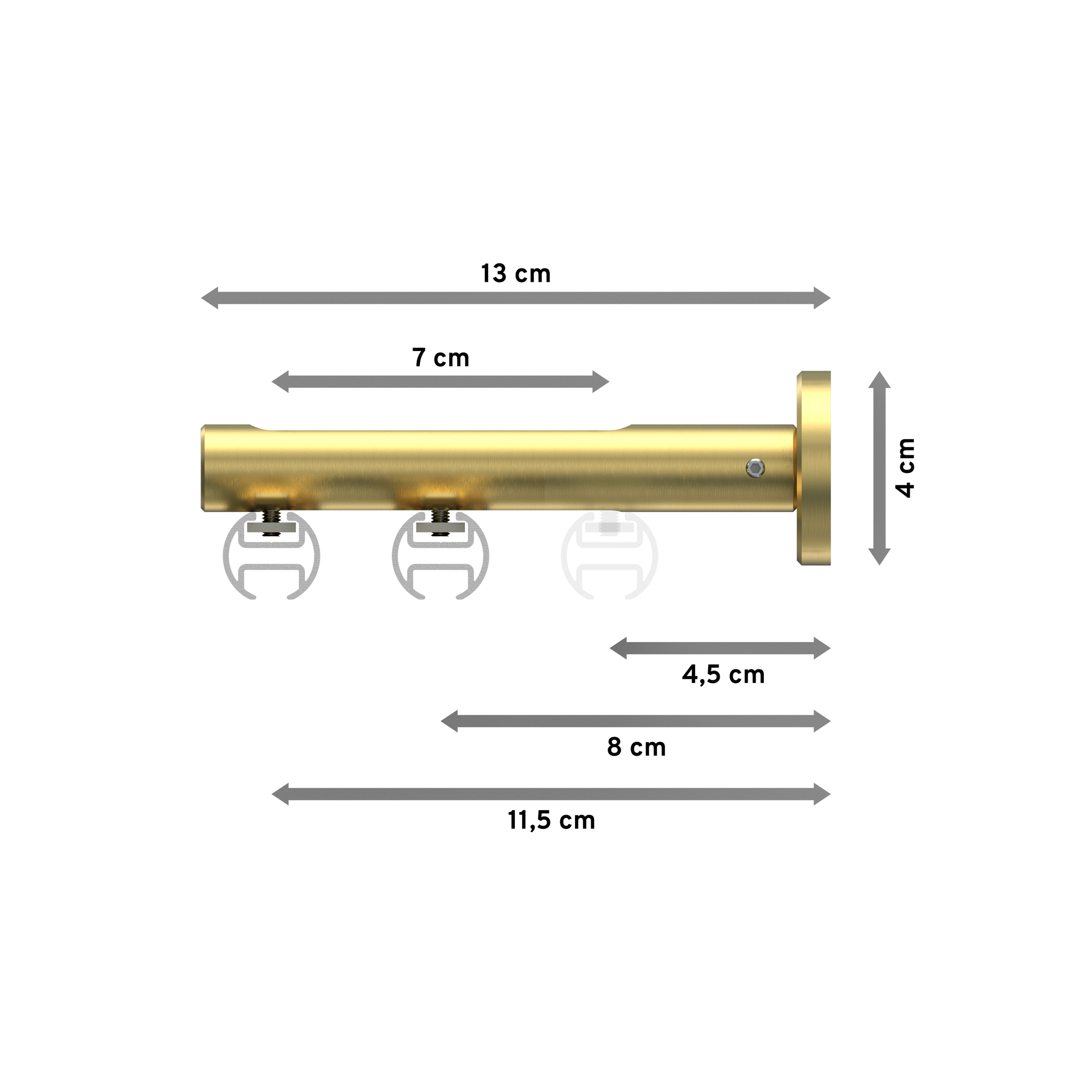 Innenlauf-Vorhangstange Schwarz / Messing-Optik, Aluminium / Metall 20 mm Ø Siteno Mavell, 2-läufig – Bild 2