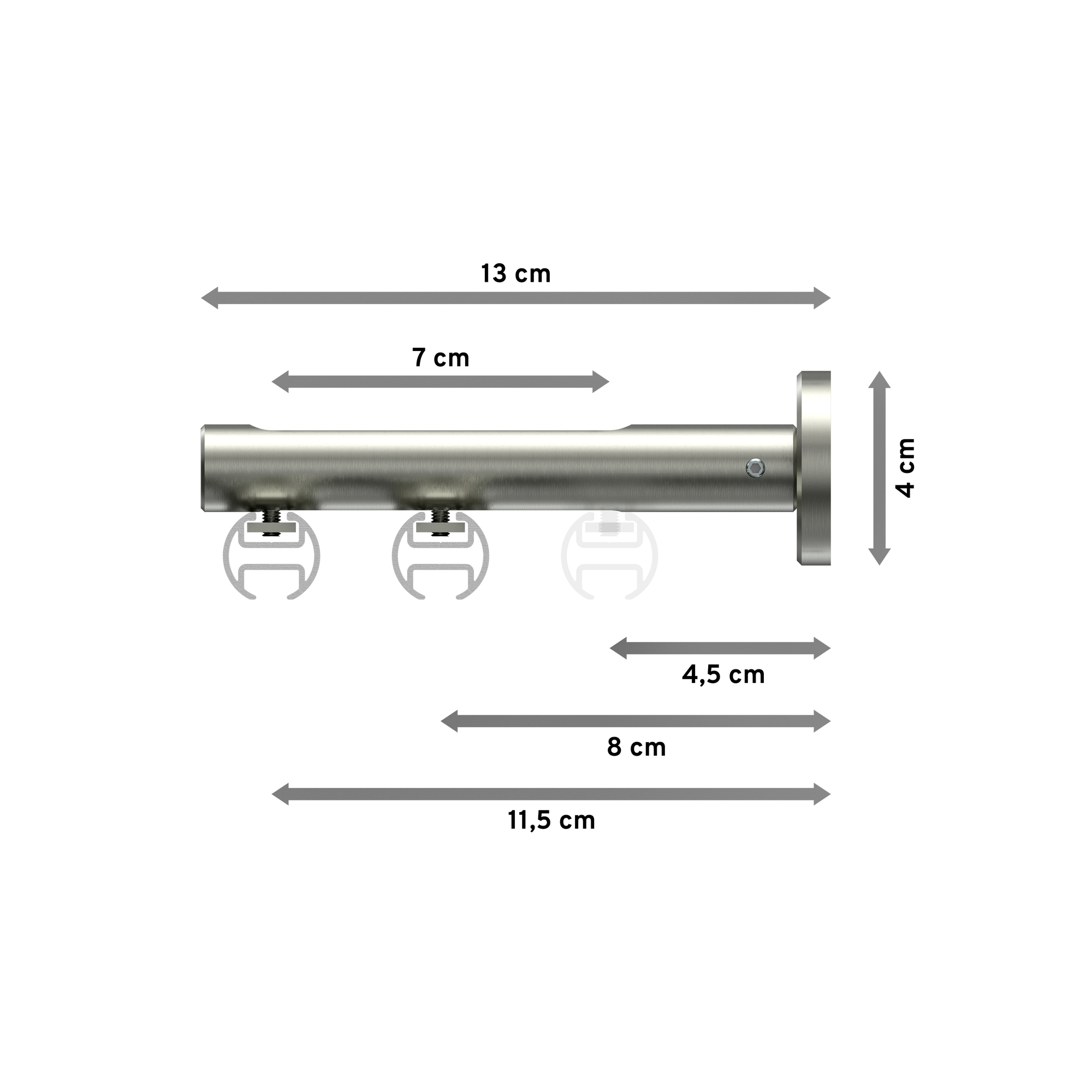 Vorhangstange mit Innenlauf Weiß / Edelstahl-Optik, Aluminium / Metall 20 mm Ø Siteno Elanto, doppelläufig – Bild 2