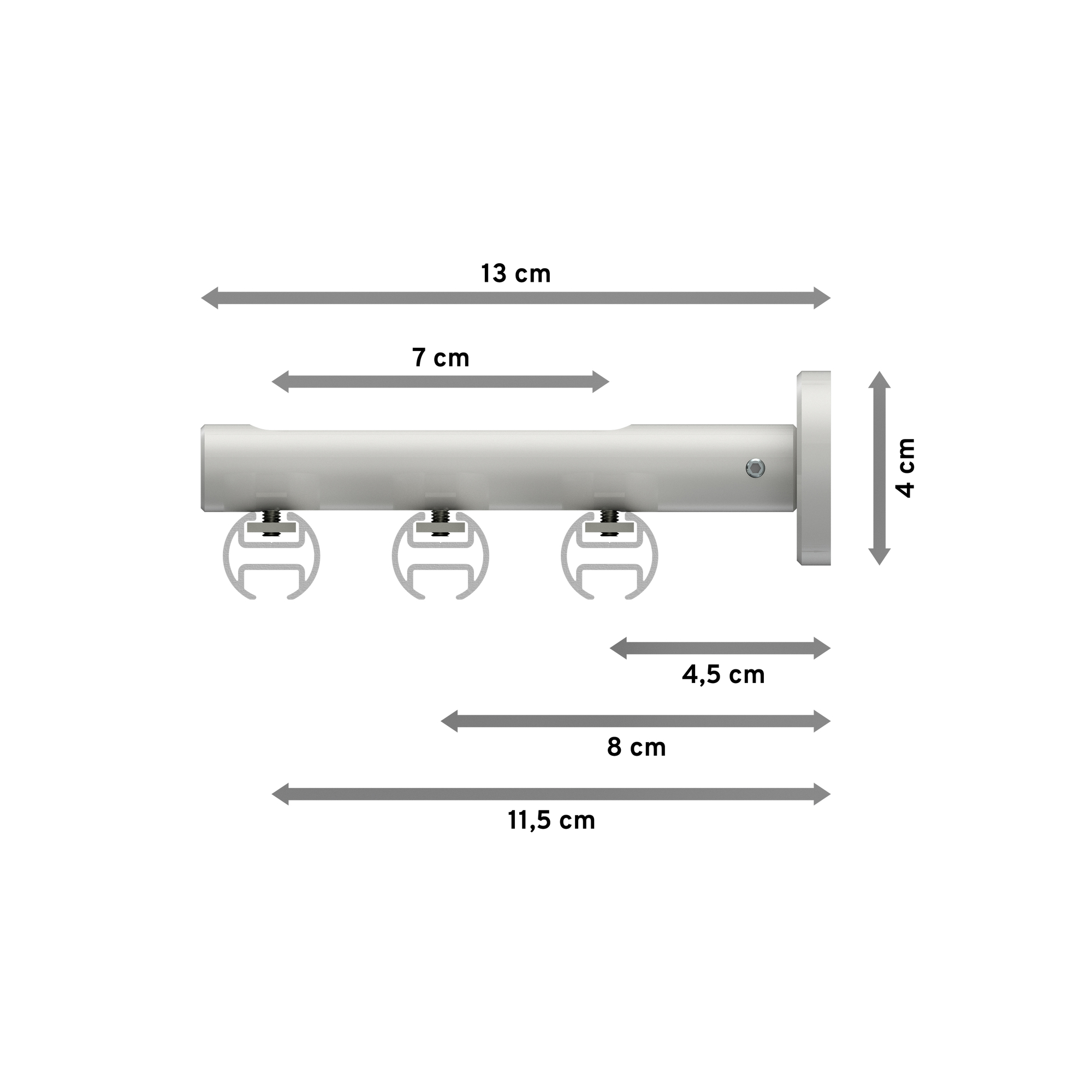 Innenlauf-Gardinenstange Chrom / Weiß, Aluminium / Metall 20 mm Ø Siteno Zoena, dreiläufig – Bild 2