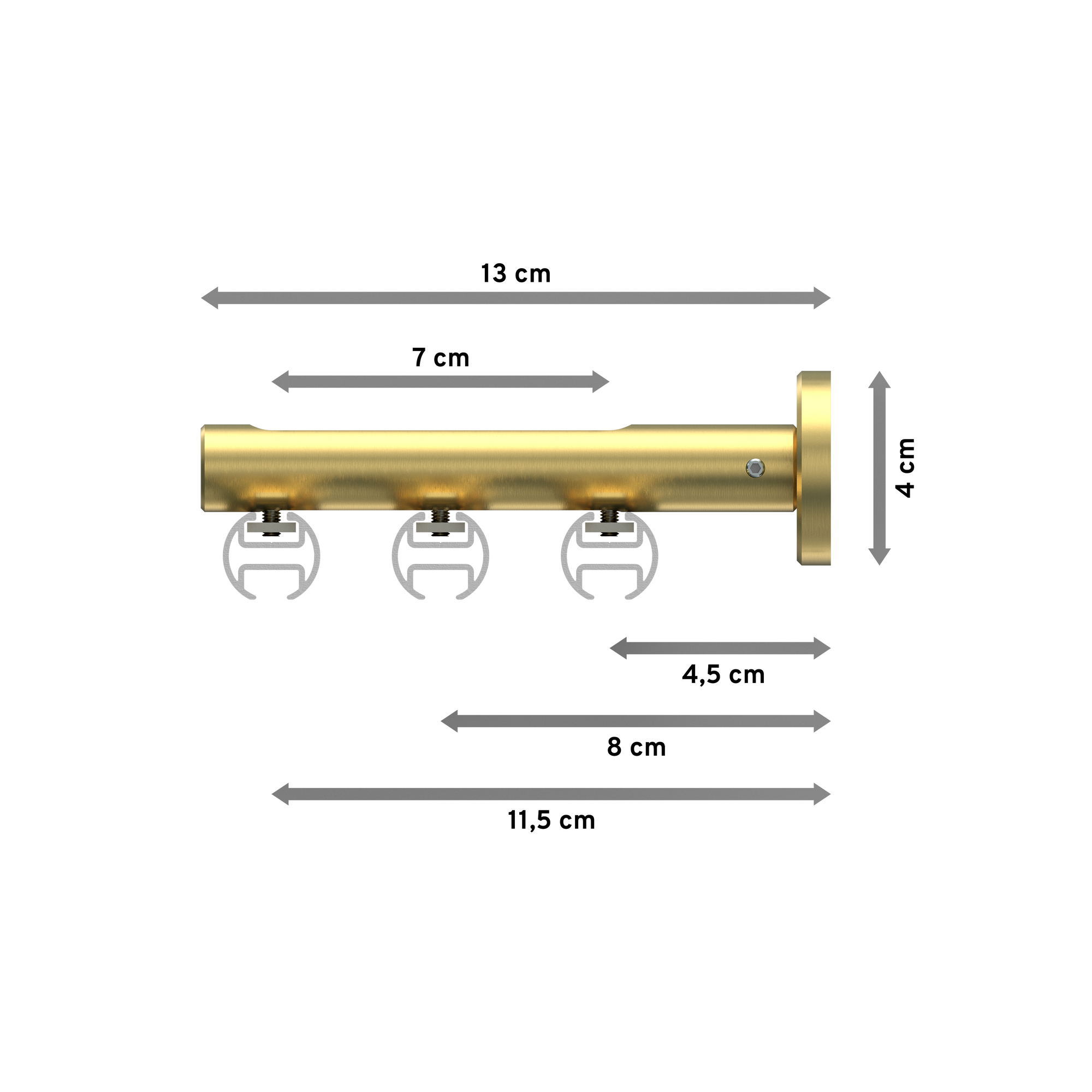 Vorhangstange mit Innenlauf Edelstahl-Optik / Messing-Optik, Aluminium / Metall 20 mm Ø Siteno Mavell, dreiläufig – Bild 2