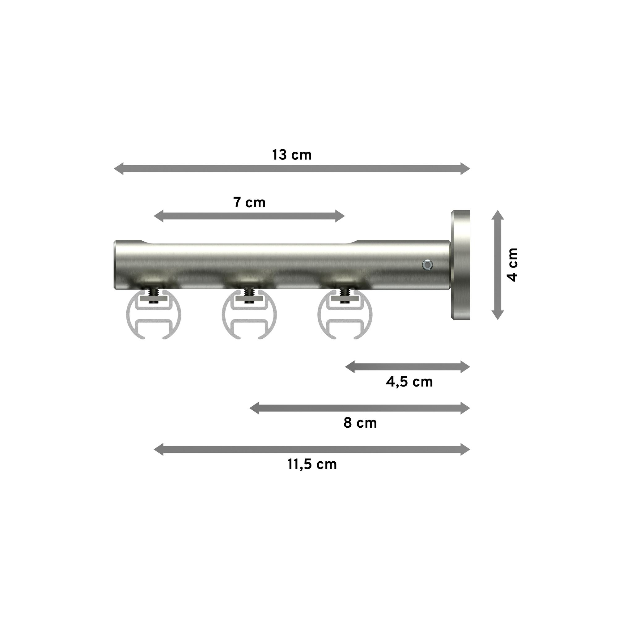 Vorhangstange mit Innenlauf Messing-Optik / Edelstahl-Optik, Aluminium / Metall 20 mm Ø Siteno Elanto, 3-läufig – Bild 2
