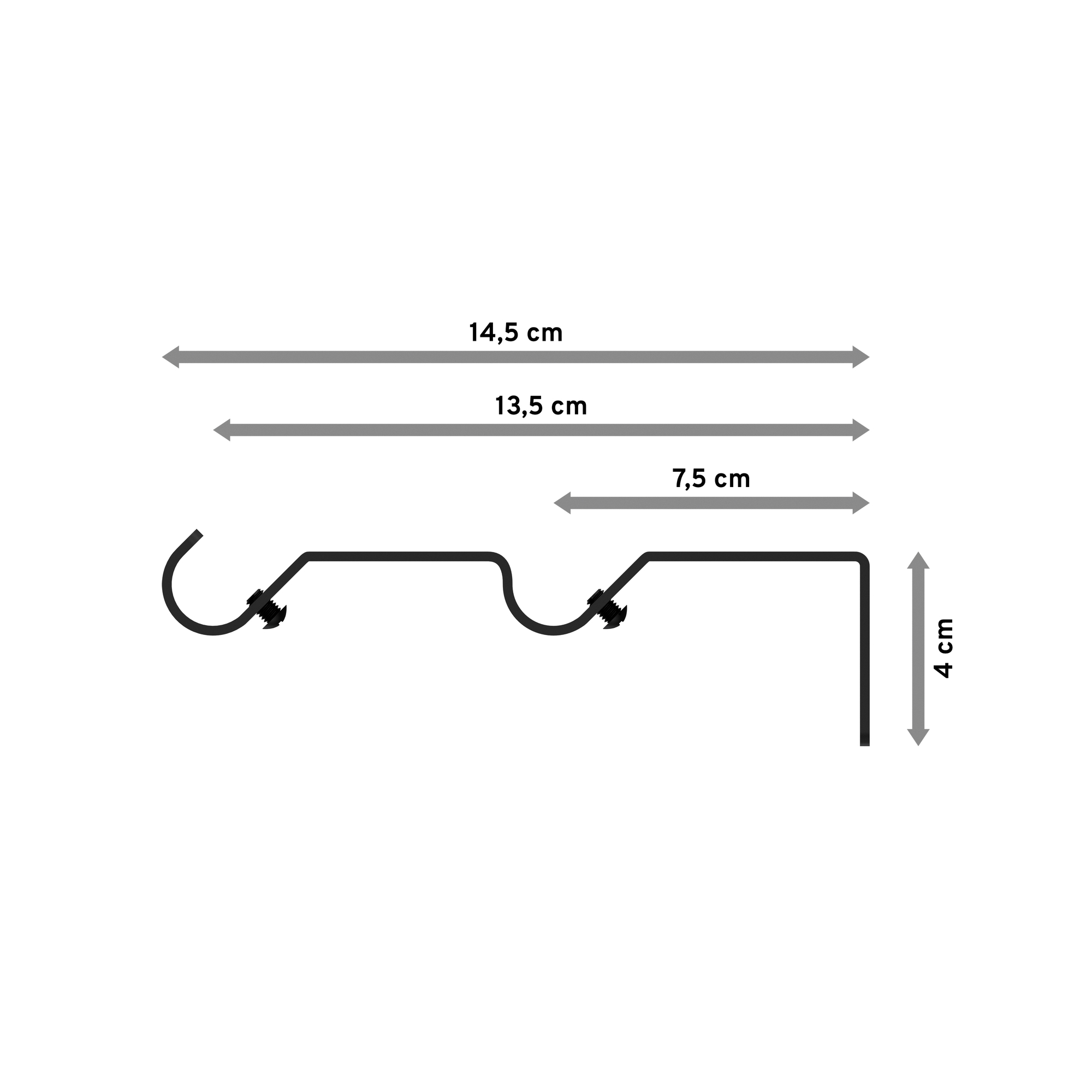 Gardinenstangen-Halter zweiläufig Metall in Schwarz 7,5 / 13,5 cm Olymp für 16 mm Ø Gardinenstangen – Bild 2