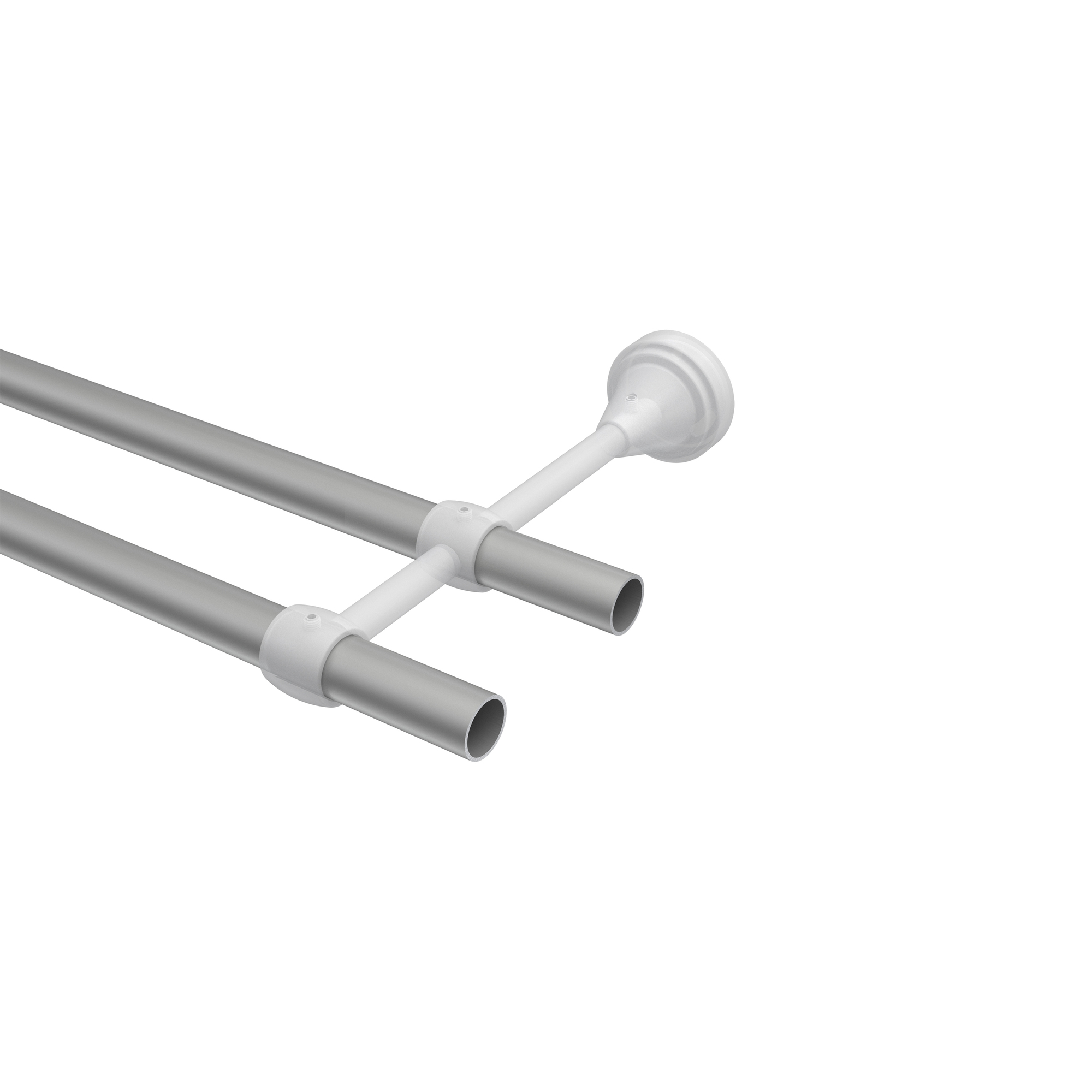 Gardinenstange Silbergrau / Messing Antik, Metall 16 mm Ø Primus Alessia, doppelläufig – Bild 3