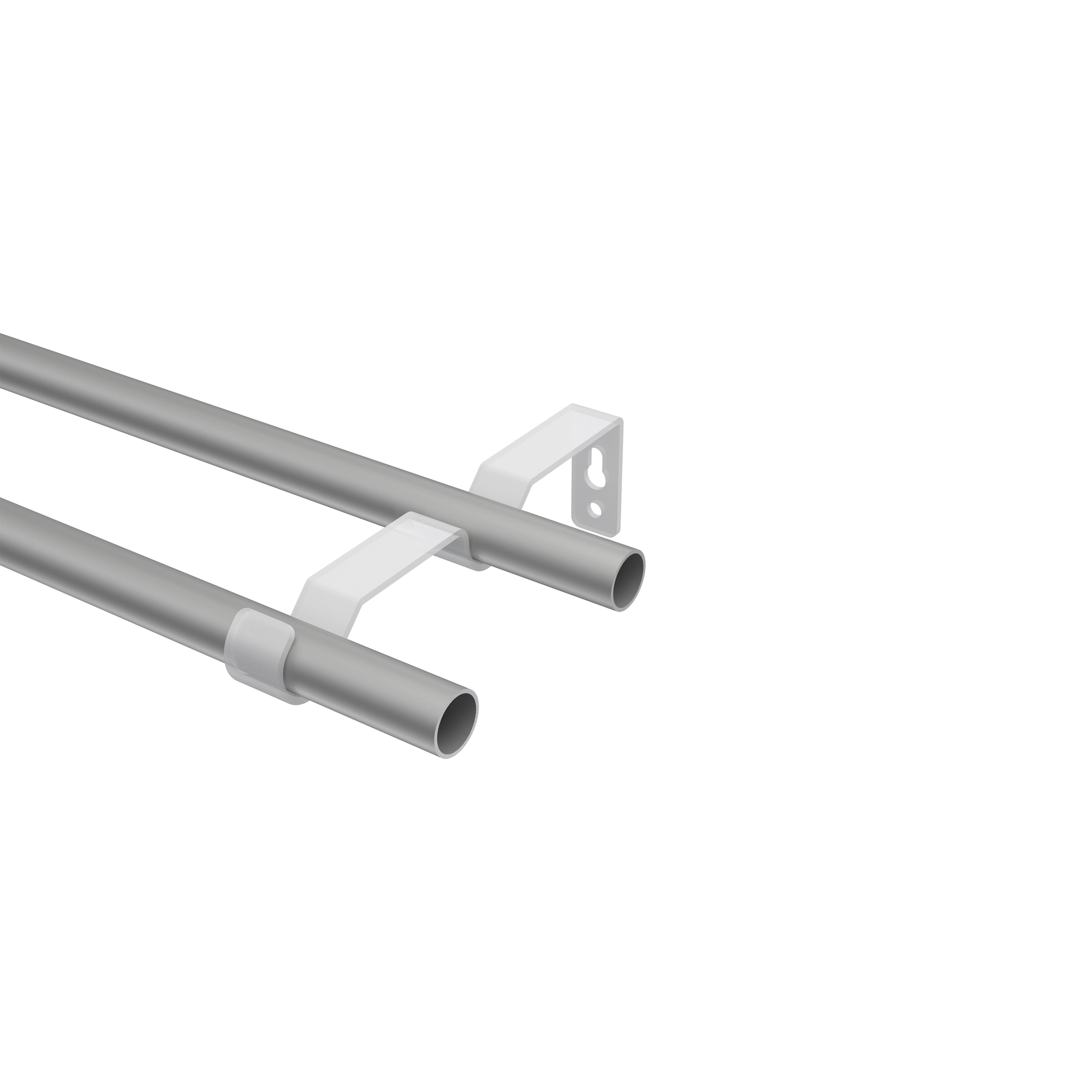 Gardinenstange Silbergrau / Messing Antik, Metall 16 mm Ø Olymp Alessia, doppelläufig – Bild 3