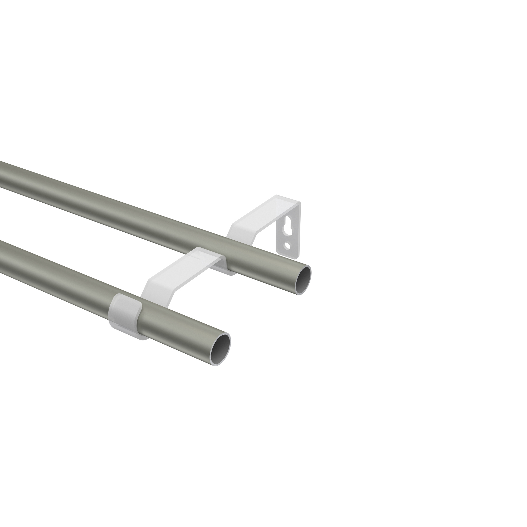 Gardinenstange Chrom matt / Schwarz, Metall 16 mm Ø Olymp Lorenzo, zweiläufig – Bild 3