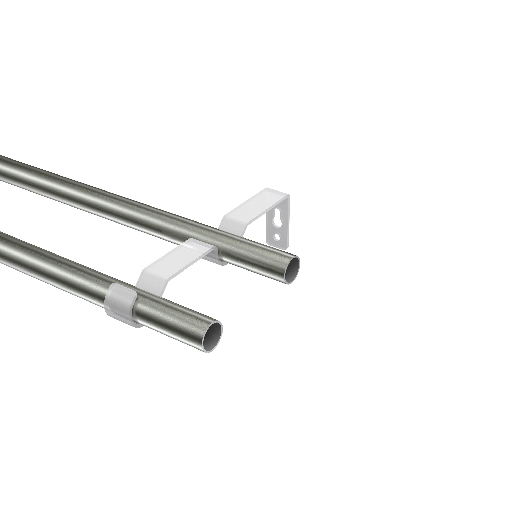 Vorhangstange Edelstahl-Optik / Chrom matt, Metall 16 mm Ø Olymp Allegra, zweiläufig – Bild 3