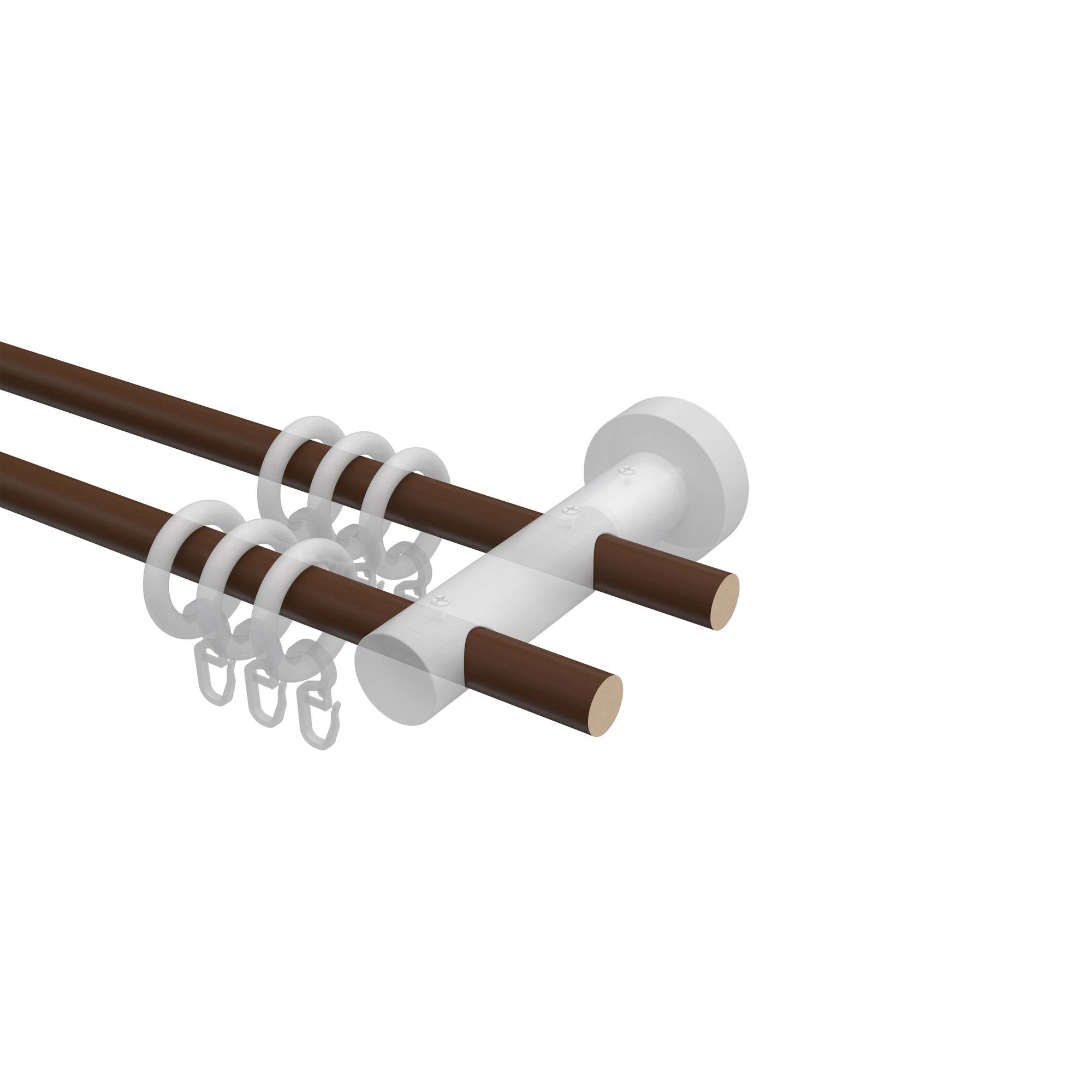 Holz Gardinenstange doppelläufig Nussbaum lackiert 16 mm Ø Adrian Holly – Bild 3