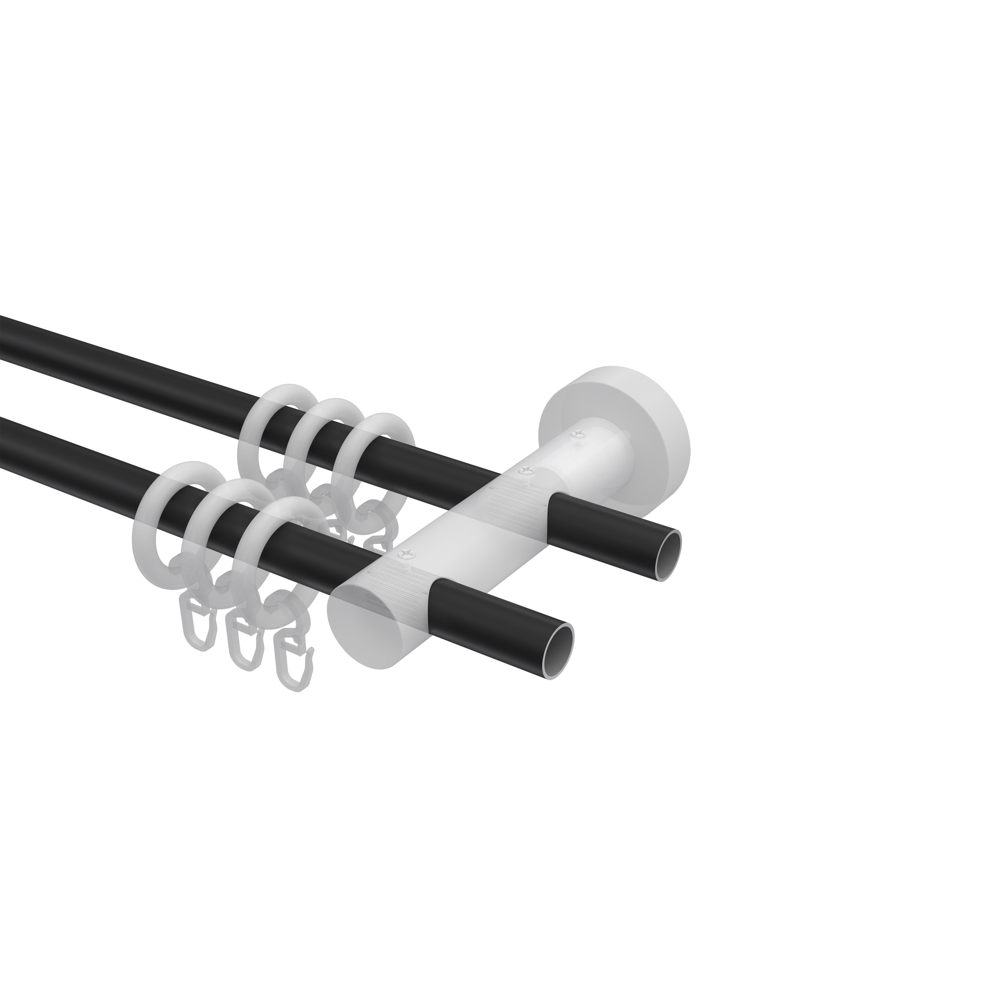 Metall / Holz Gardinenstange in Schwarz / Kirschbaum lackiert doppelläufig 16 mm Ø Adrian Franca – Bild 3