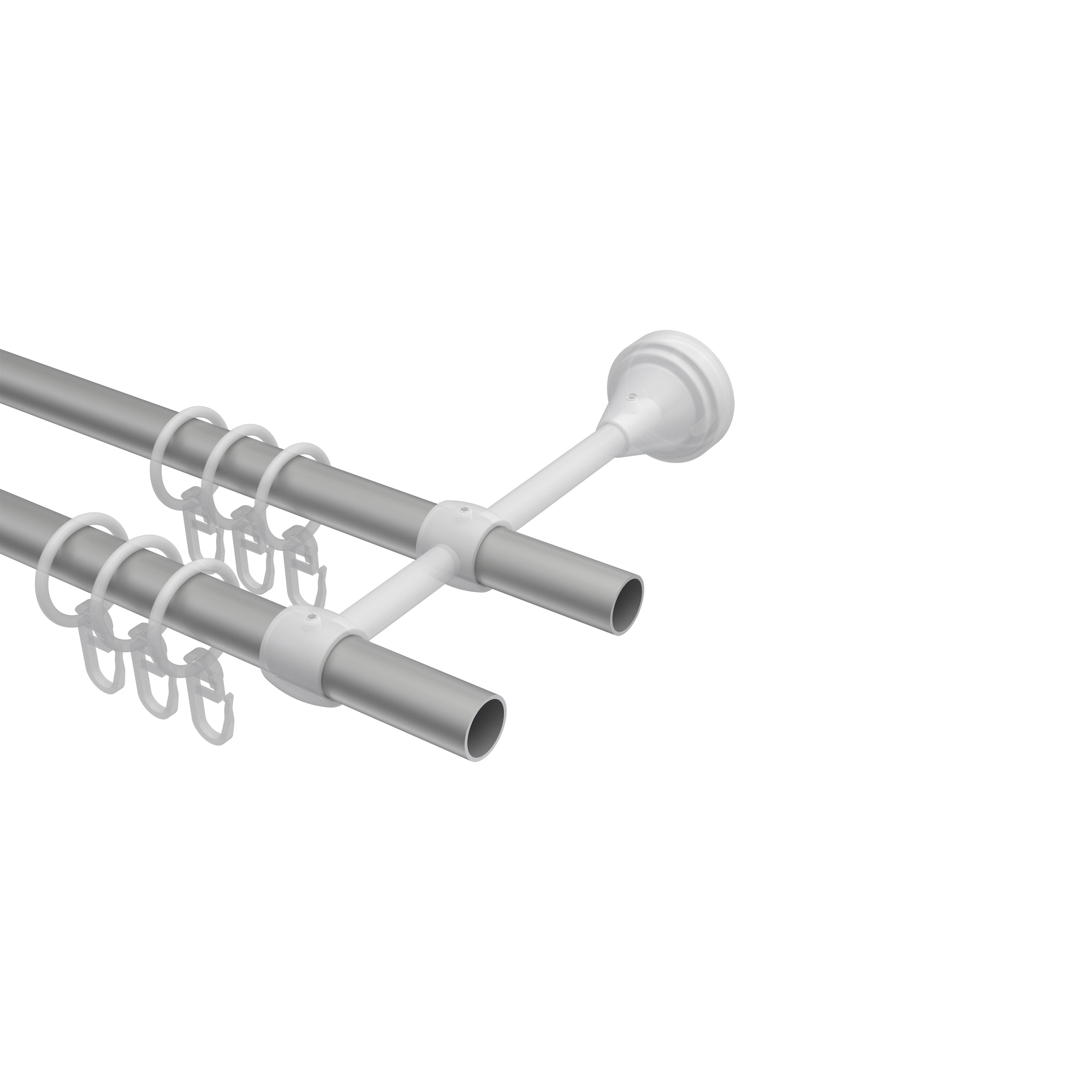 Gardinenstange Silbergrau / Messing Antik, Metall 16 mm Ø Primus Allegra, zweiläufig – Bild 3