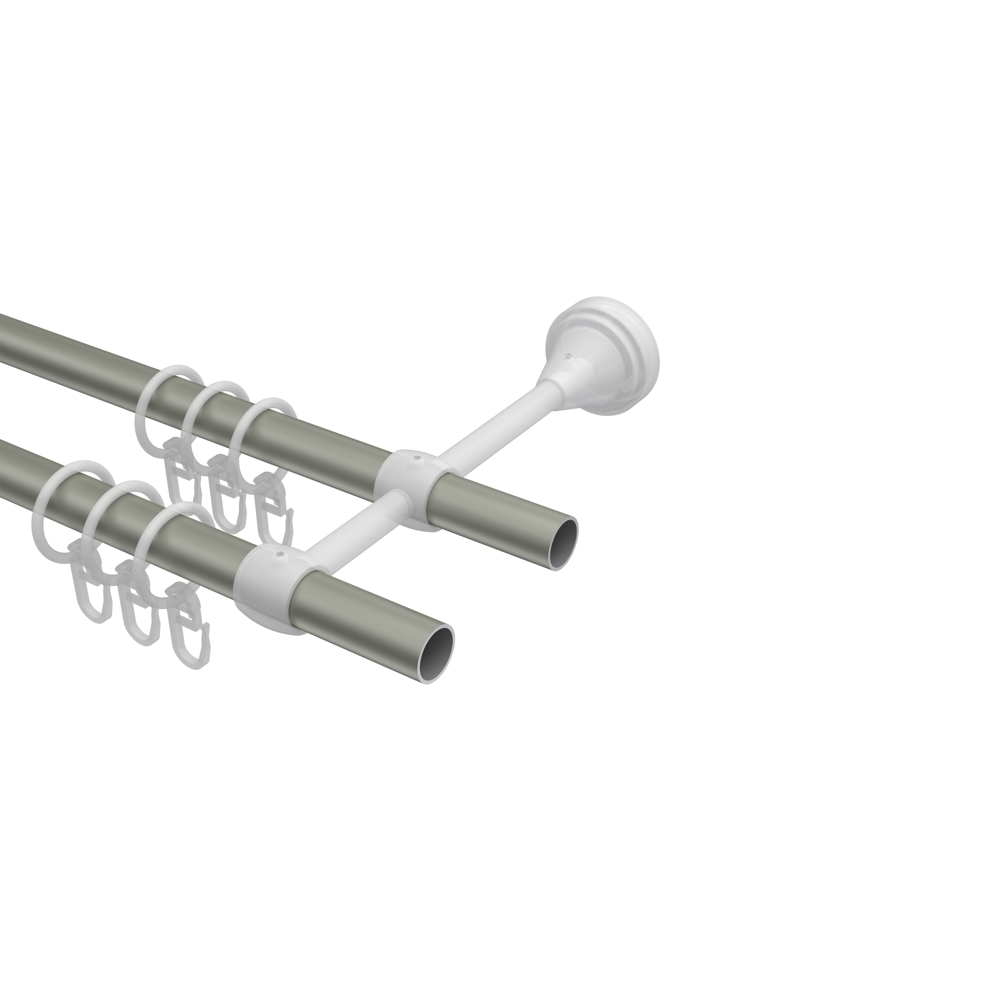 Gardinenstange Chrom matt / Messing Antik, Metall 16 mm Ø Primus Matteo, 2-läufig – Bild 3