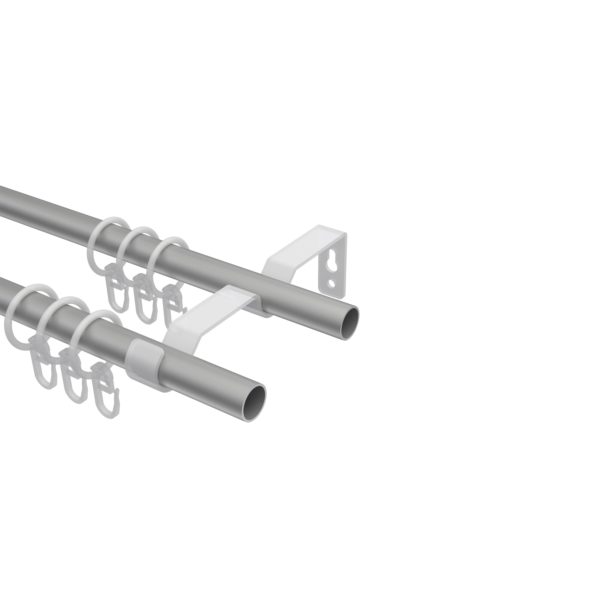 Vorhangstange Silbergrau / Chrom matt, Metall 16 mm Ø Olymp Lorenzo, zweiläufig – Bild 3