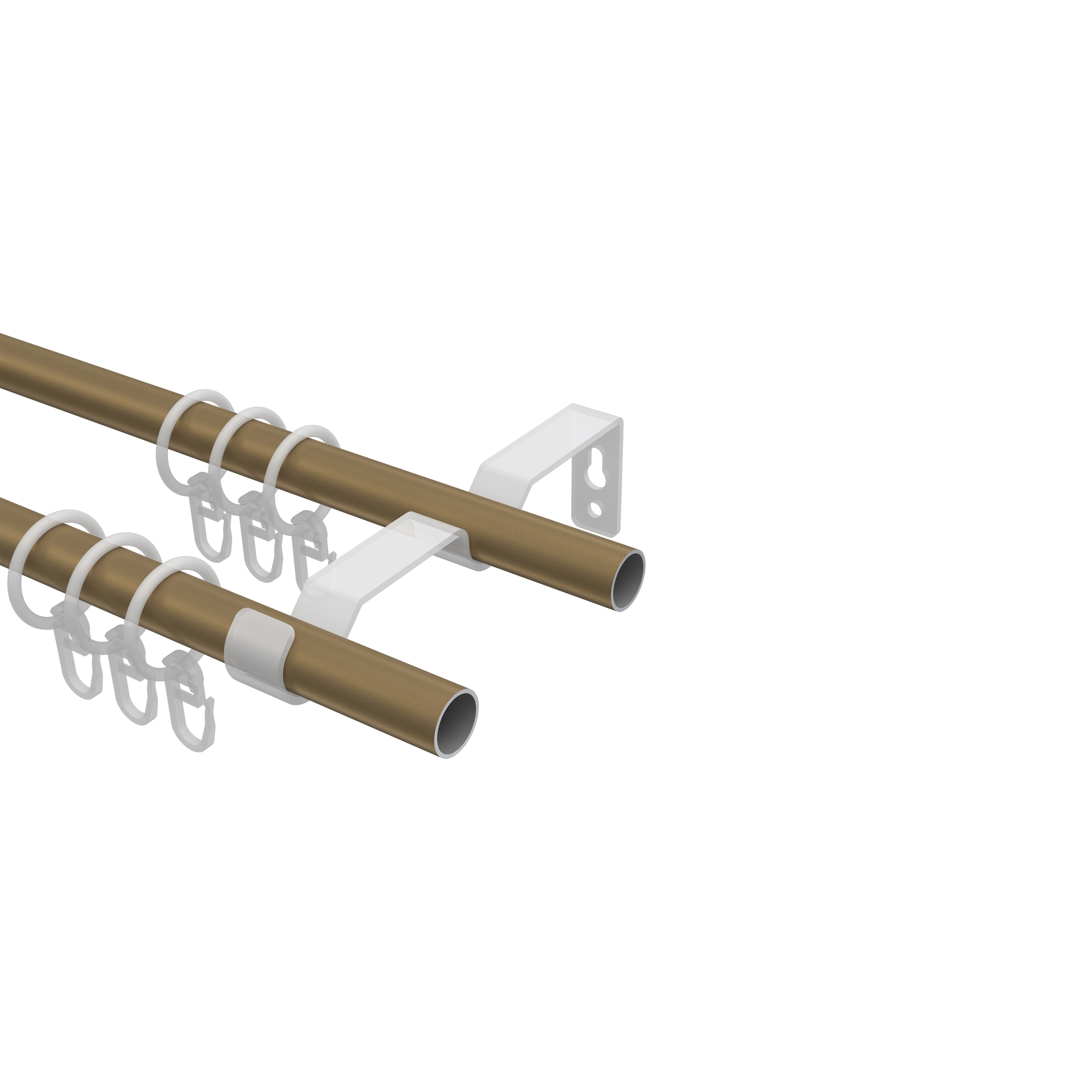 Gardinenstange Gold matt / Schwarz, Metall 16 mm Ø Olymp Lucan, 2-läufig – Bild 3