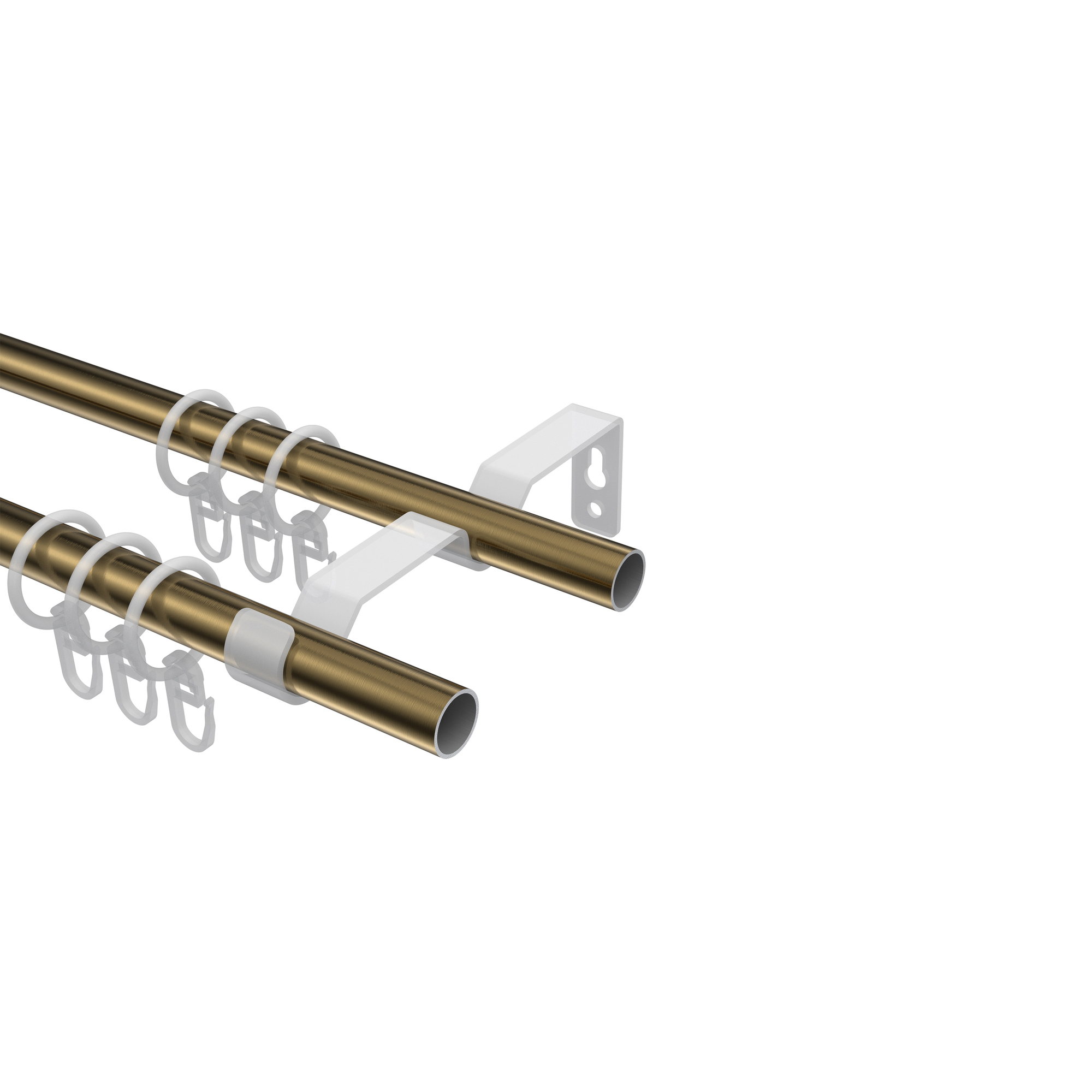 Gardinenstange Messing Antik / Schwarz, Metall 16 mm Ø Olymp Matteo, zweiläufig – Bild 3