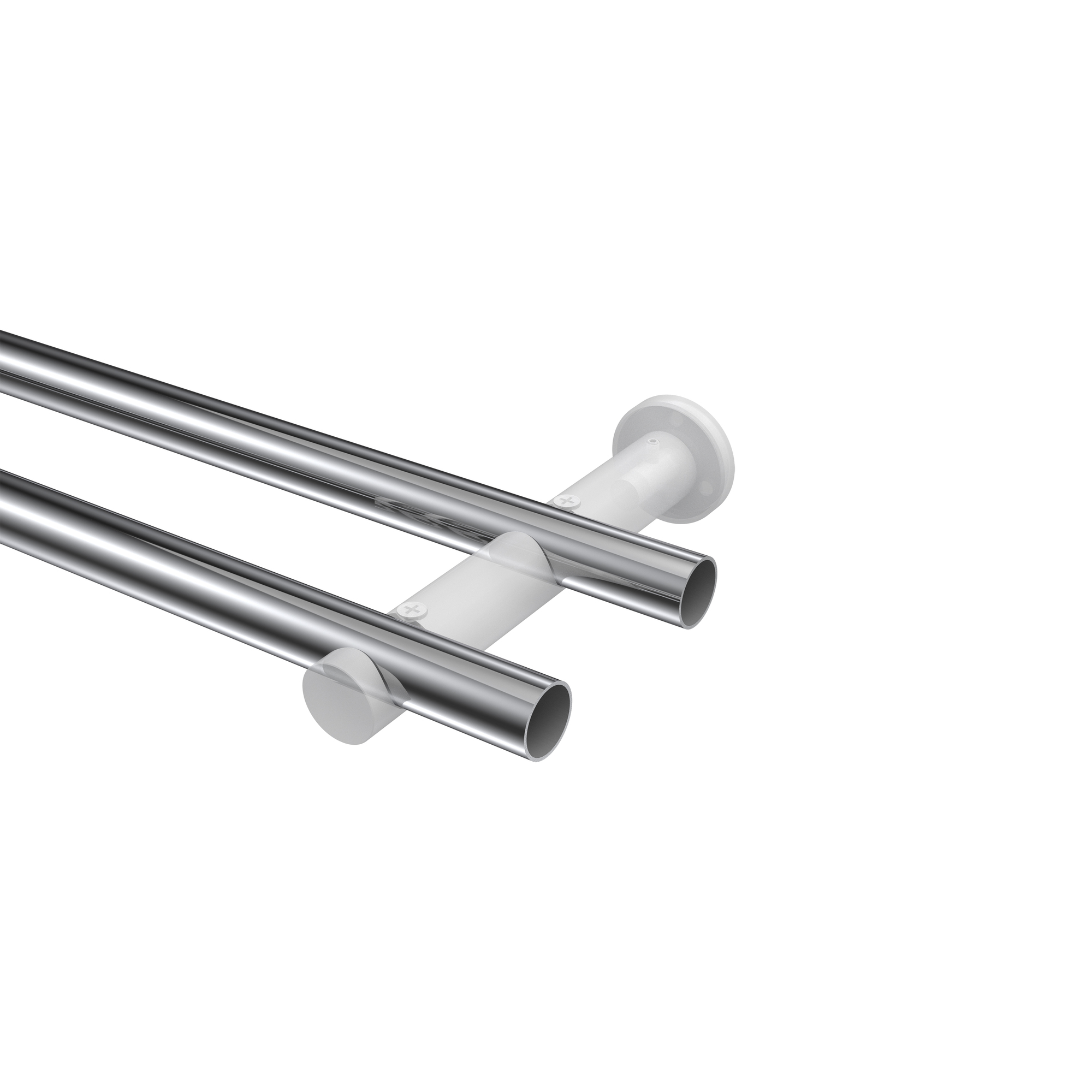 Gardinenstange Chrom / Messing-Optik, doppelläufig Metall 20 mm Ø Platon Luino – Bild 3