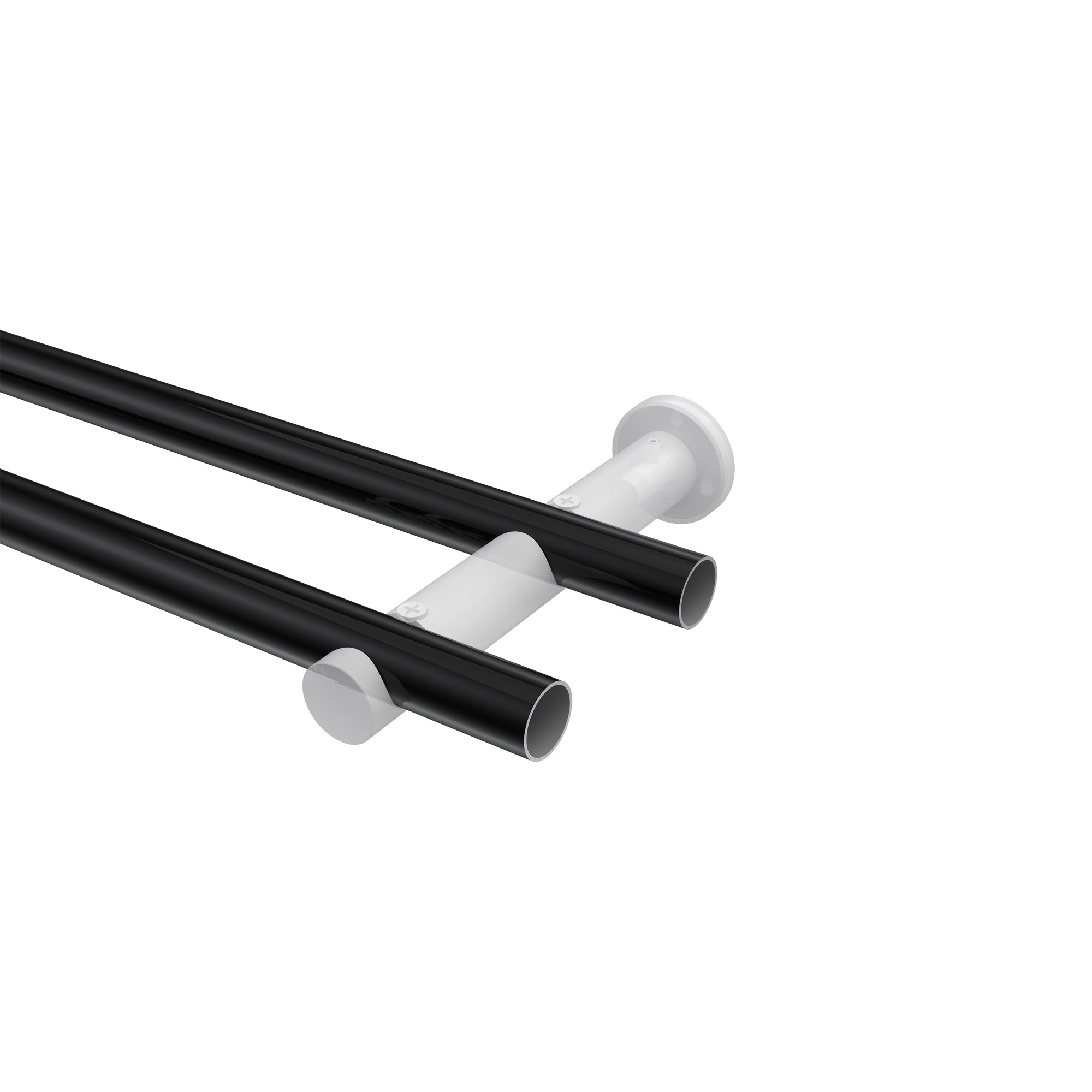 Vorhangstange Schwarz / Edelstahl-Optik, Metall 20 mm Ø Platon Samanto, doppelläufig – Bild 3