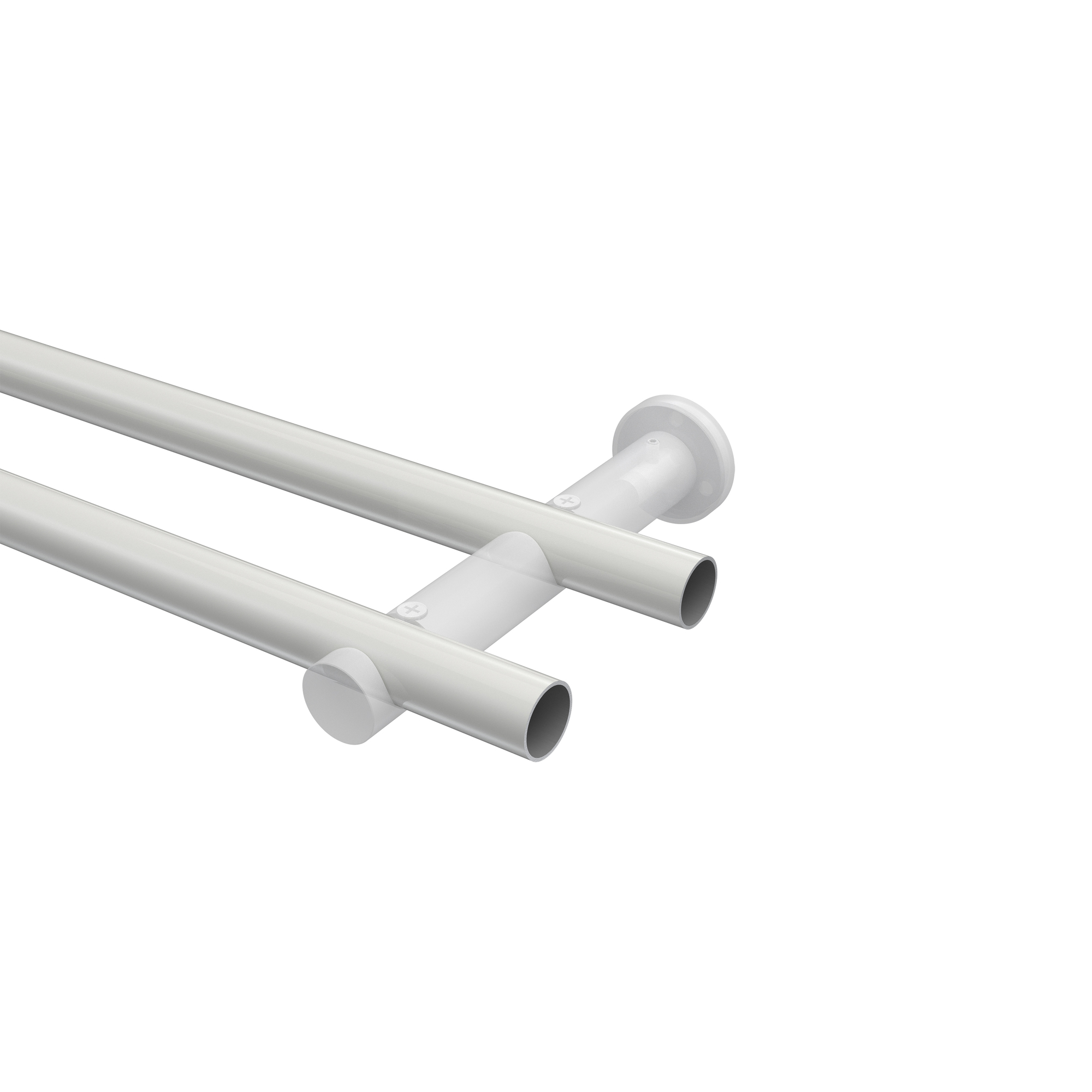 Vorhangstange Weiß / Messing-Optik, doppelläufig Metall 20 mm Ø Platon Luino – Bild 3