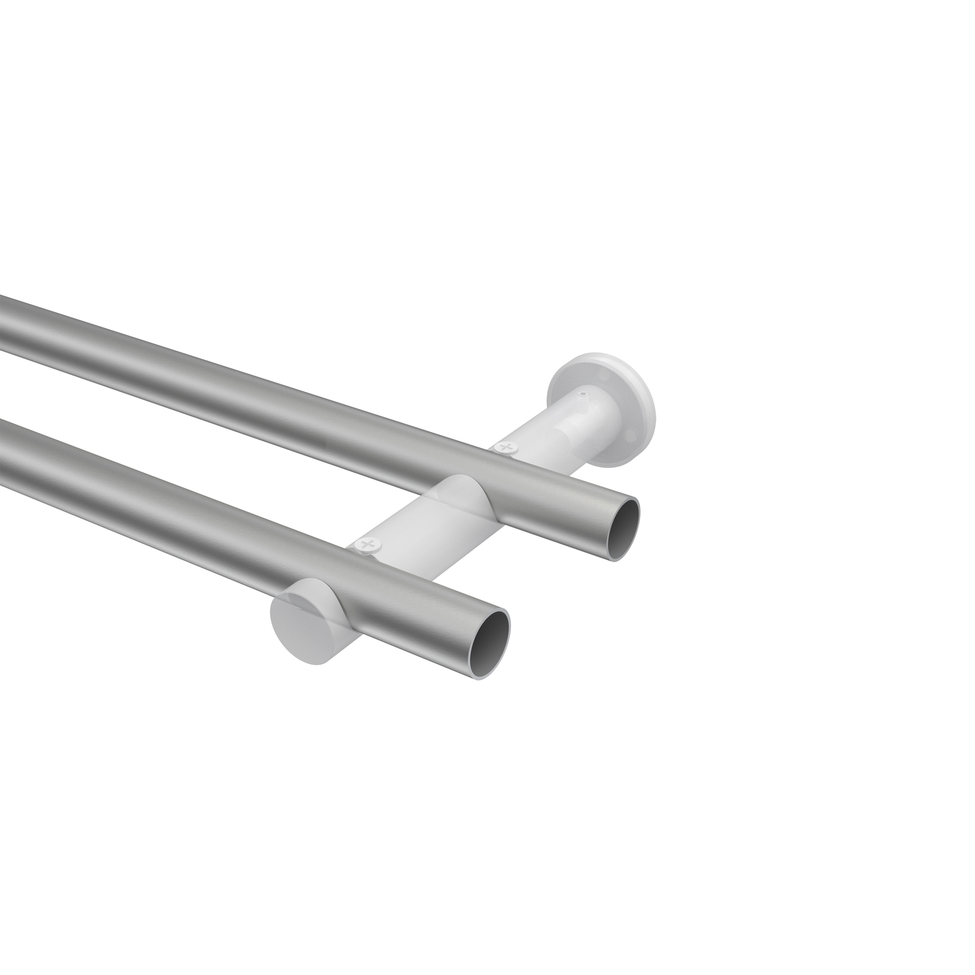 Gardinenstange Silbergrau / Edelstahl-Optik, zweiläufig Metall 20 mm Ø Platon Elanto – Bild 3