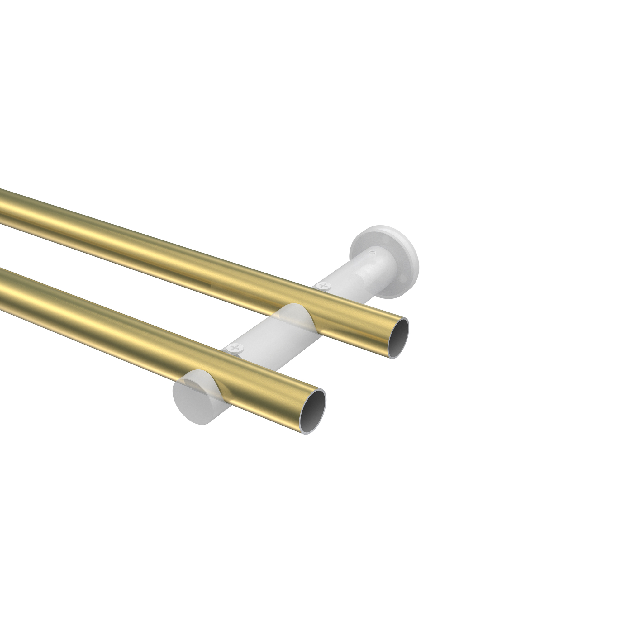 Gardinenstange Messing-Optik / Weiß, doppelläufig Metall 20 mm Ø Platon Estana – Bild 3