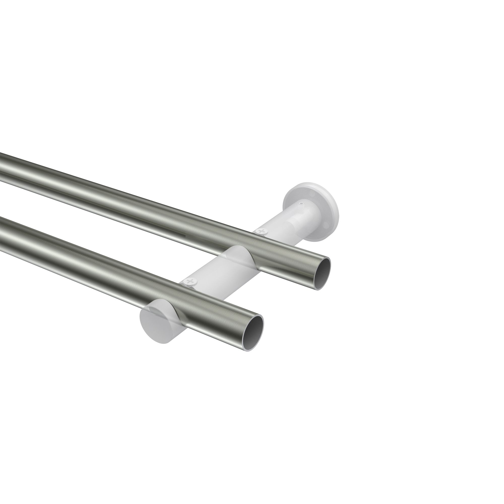 Gardinenstangen Edelstahl-Optik 20 mm Ø Platon Sitra, 2-läufig – Bild 3