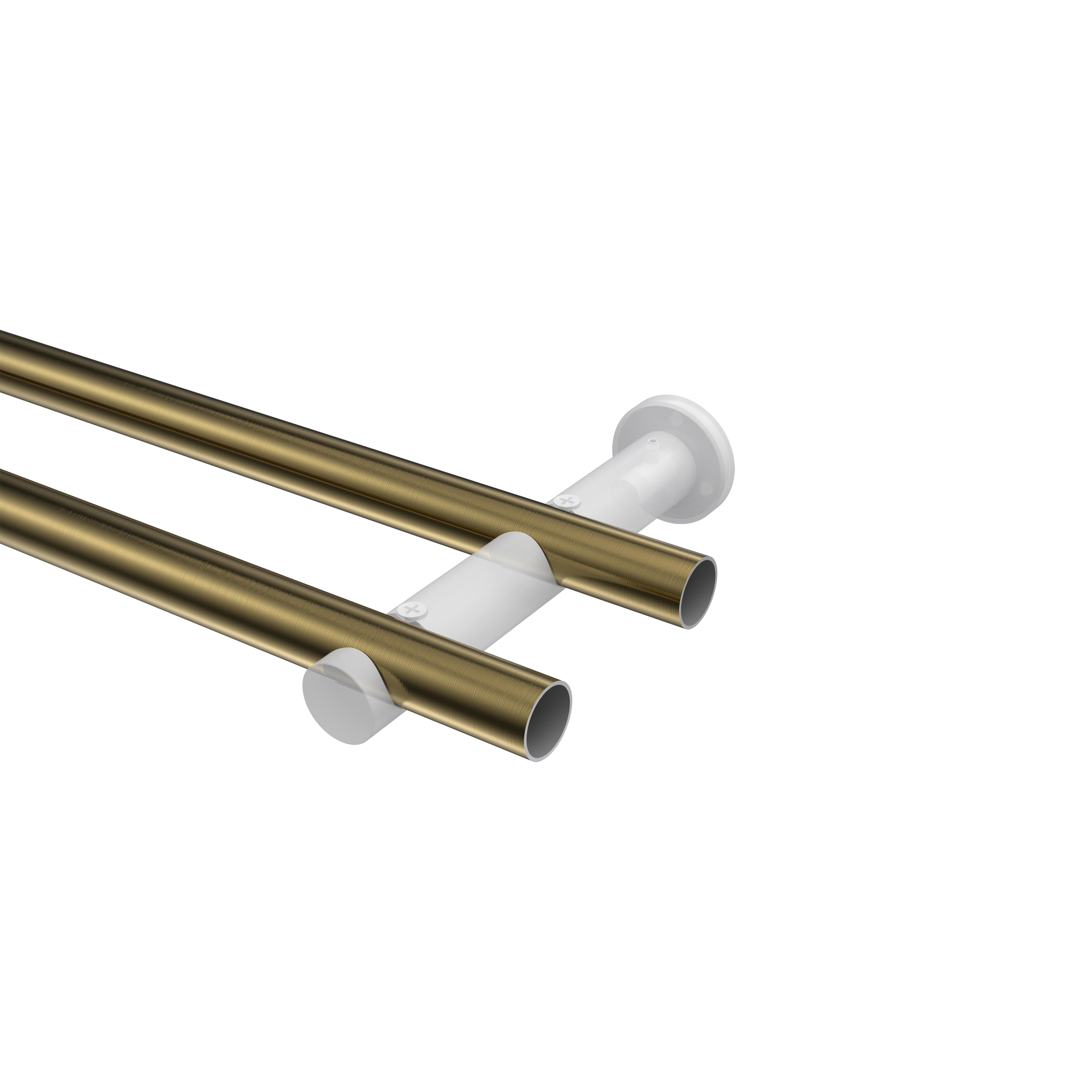 Gardinenstange Messing Antik / Messing-Optik, 2-läufig Metall 20 mm Ø Platon Tanara – Bild 3