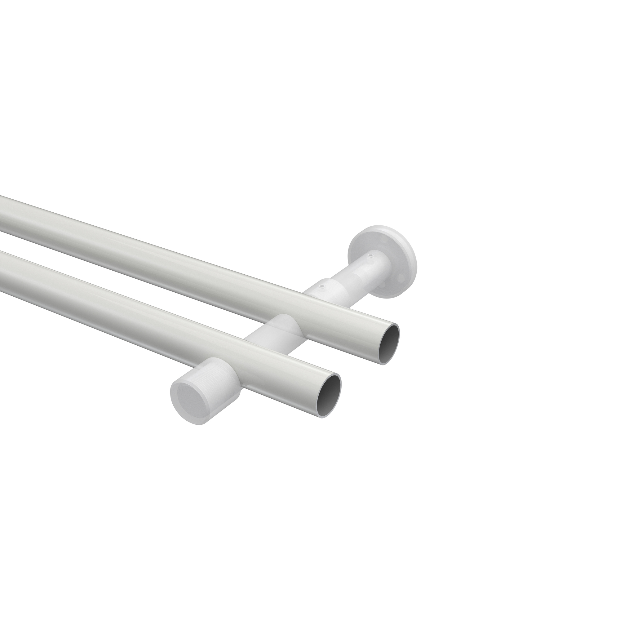 Vorhangstange Weiß / Messing-Optik, zweiläufig Metall 20 mm Ø Prestige Luino – Bild 3