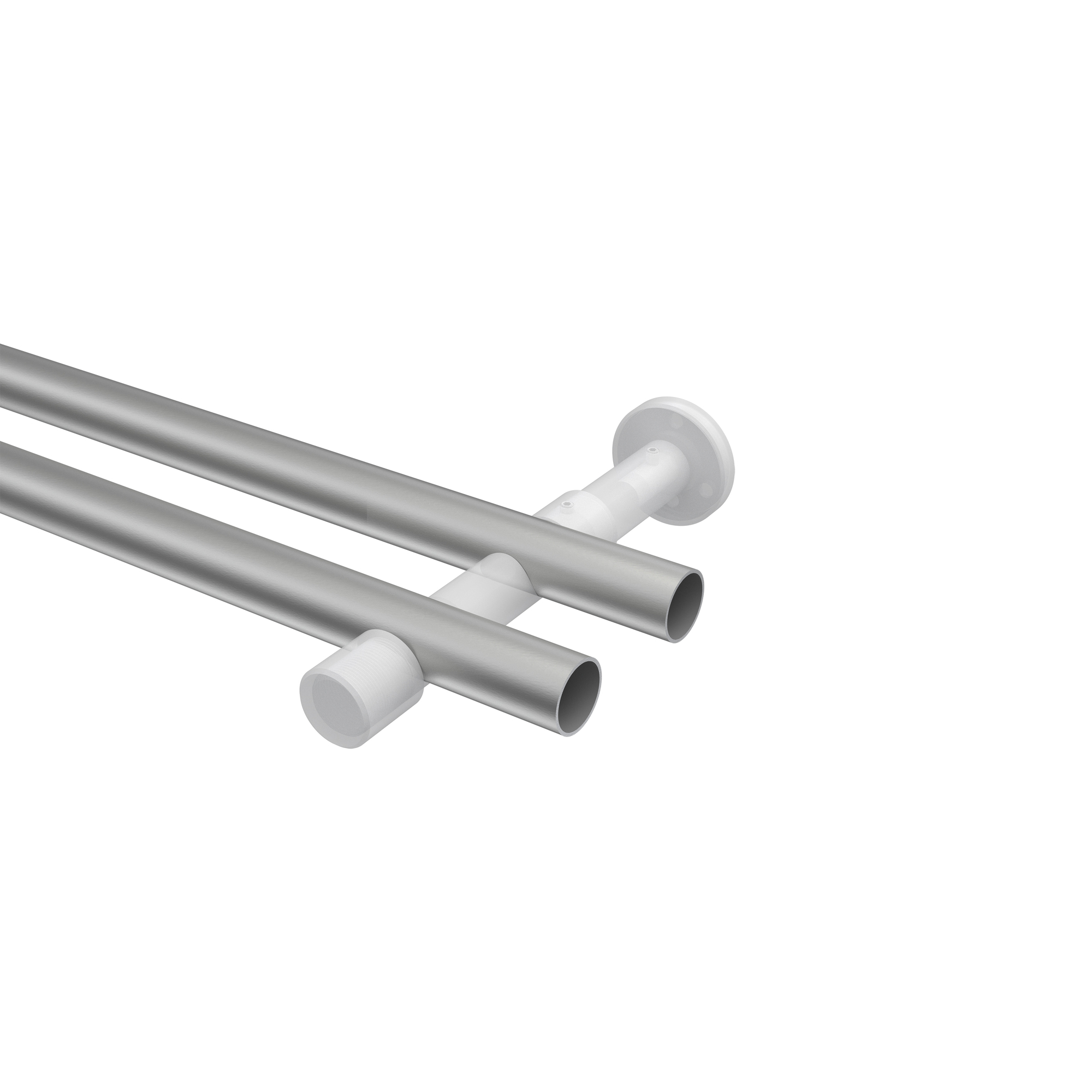 Gardinenstange Silbergrau / Messing-Optik, zweiläufig Metall 20 mm Ø Prestige Verano – Bild 3