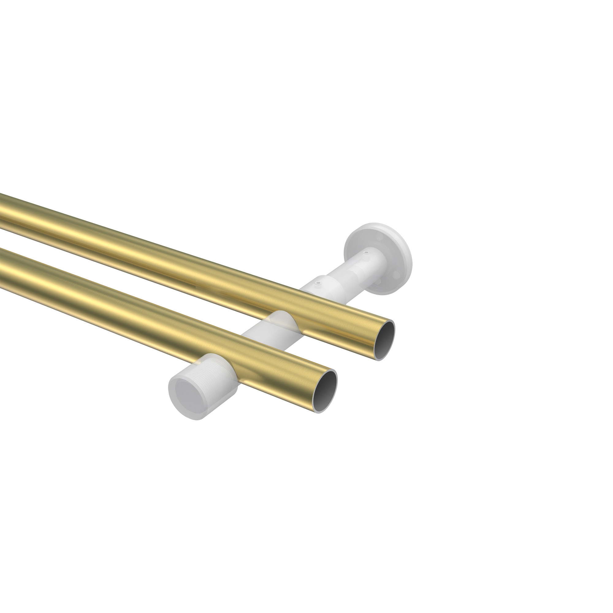 Vorhangstange Messing-Optik / Weiß, 2-läufig Metall 20 mm Ø Prestige Elanto – Bild 3