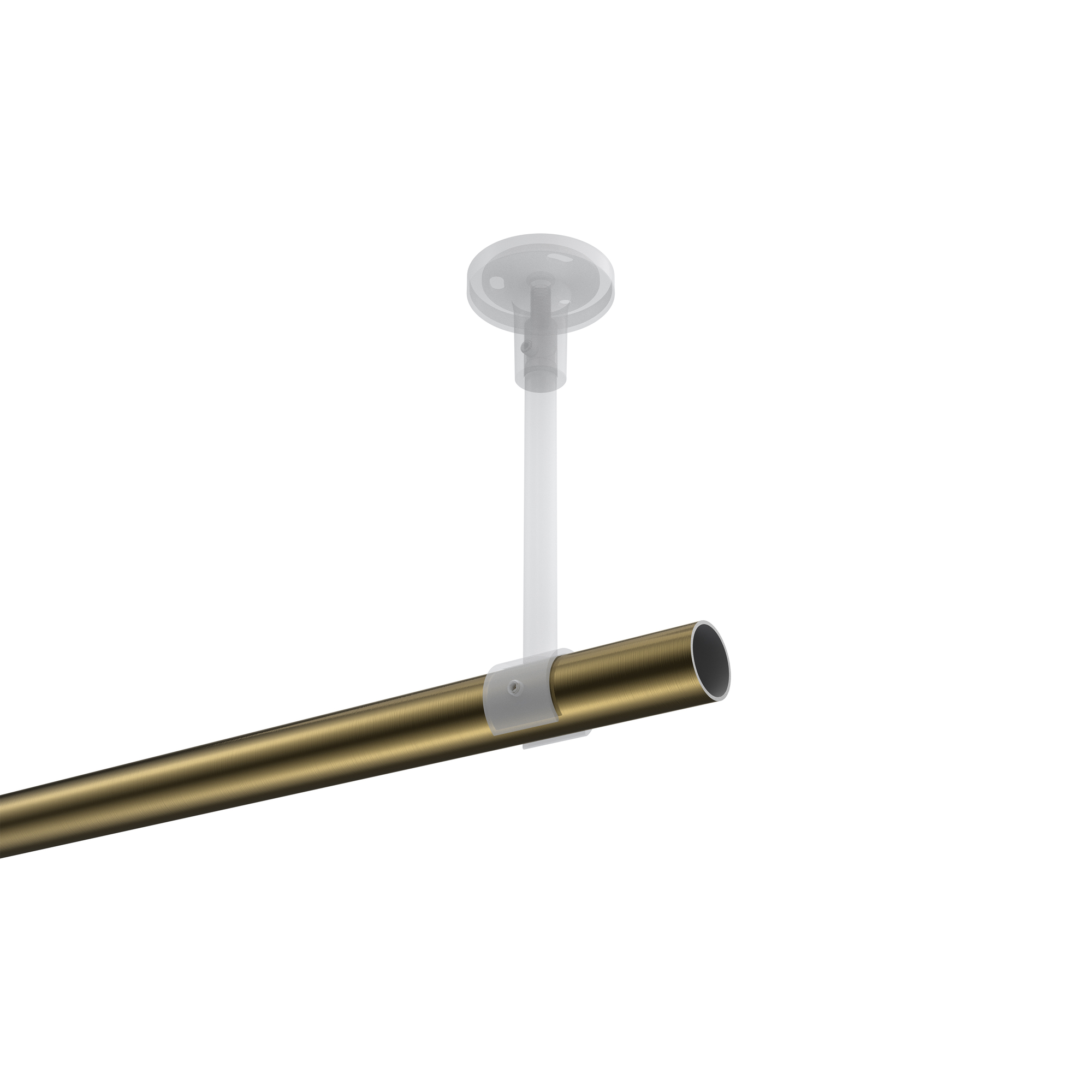 Vorhangstange (Deckenanbringung) Messing Antik / Edelstahl-Optik, Metall 20 mm Ø Sonette Santo – Bild 3