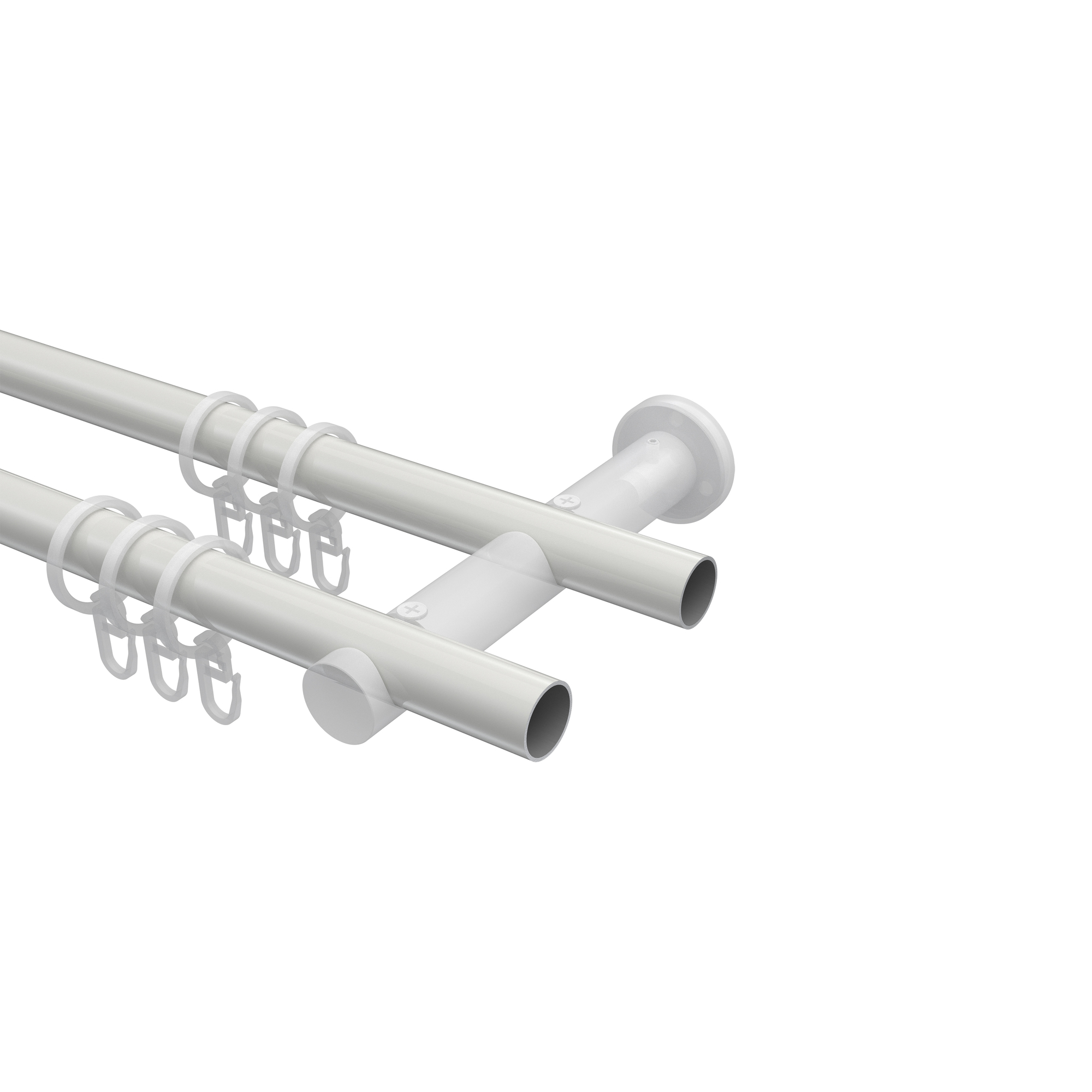 Gardinenstange Weiß / Chrom, Metall 20 mm Ø Platon Verano, doppelläufig – Bild 3