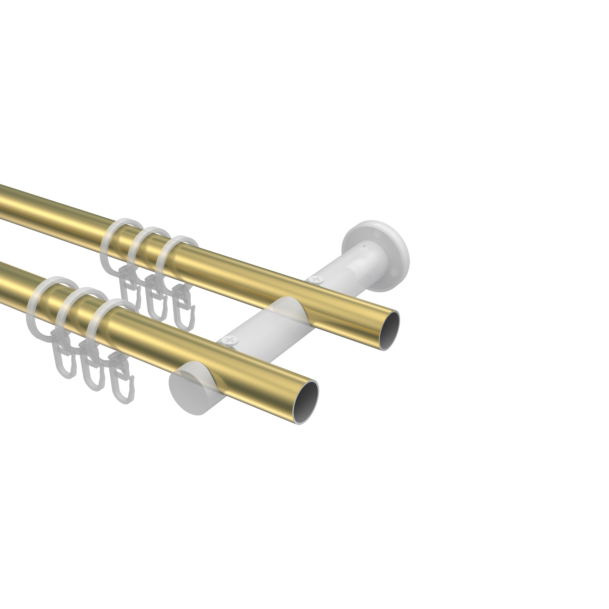 Vorhangstange Messing-Optik / Edelstahl-Optik 20 mm Ø Platon Tanara, zweiläufig – Bild 3