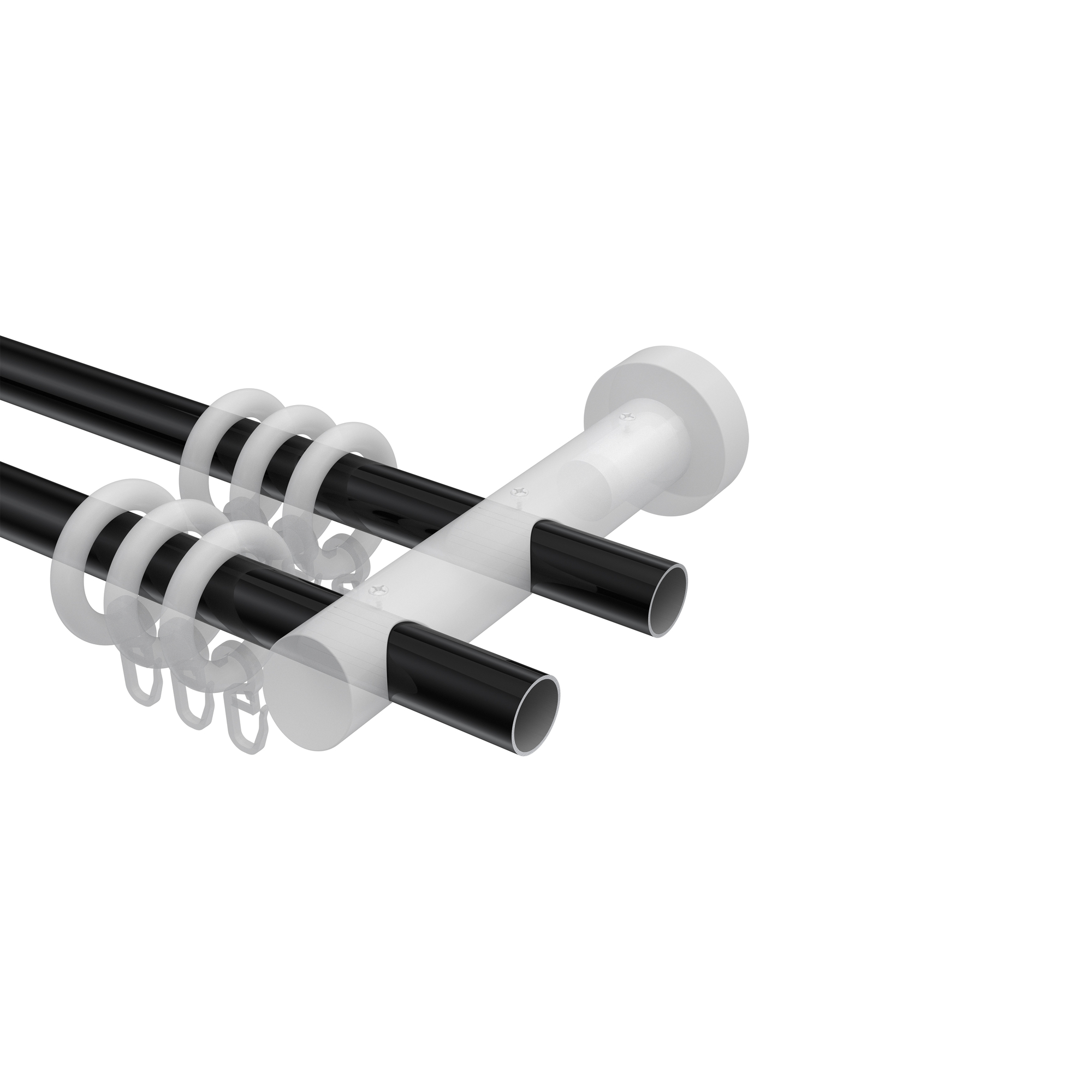 Vorhangstange Schwarz / Buche 20 mm Ø 2-läufig Talena Etta Metall / Holz – Bild 3