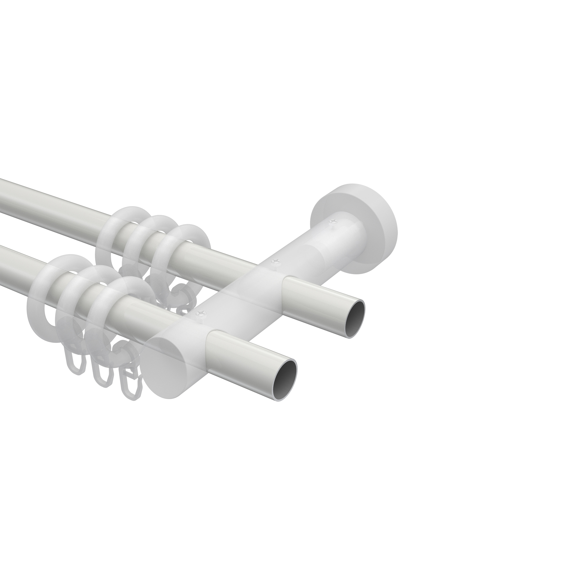 Gardinenstange Weiß / Kirschbaum 20 mm Ø 2-läufig Talena Feta Metall / Holz – Bild 3