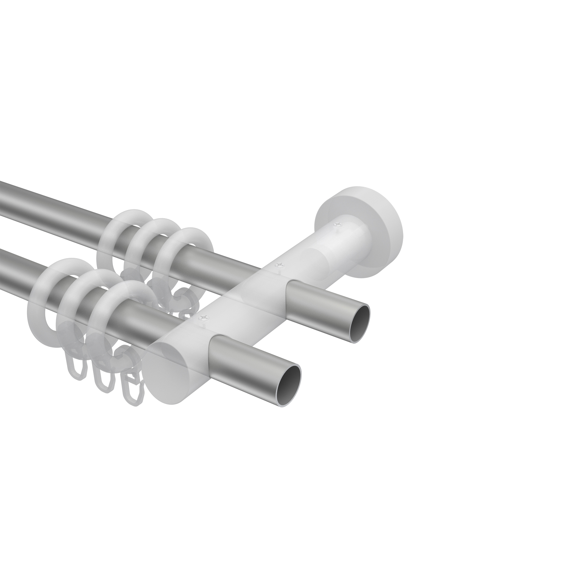 Gardinenstange Silbergrau / Buche 20 mm Ø zweiläufig Talena Etta Metall / Holz – Bild 3